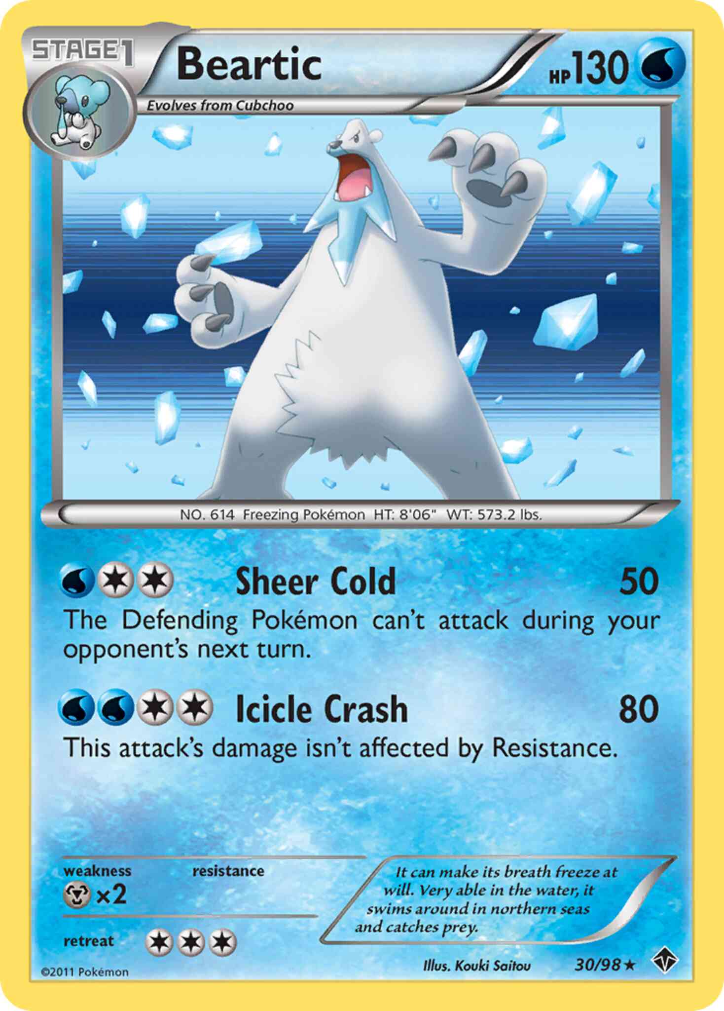 Rare holo bw2-30 – Pokémon Beartic - 30/98 - Rare Holo [bw2-30] [Reverse Holo]