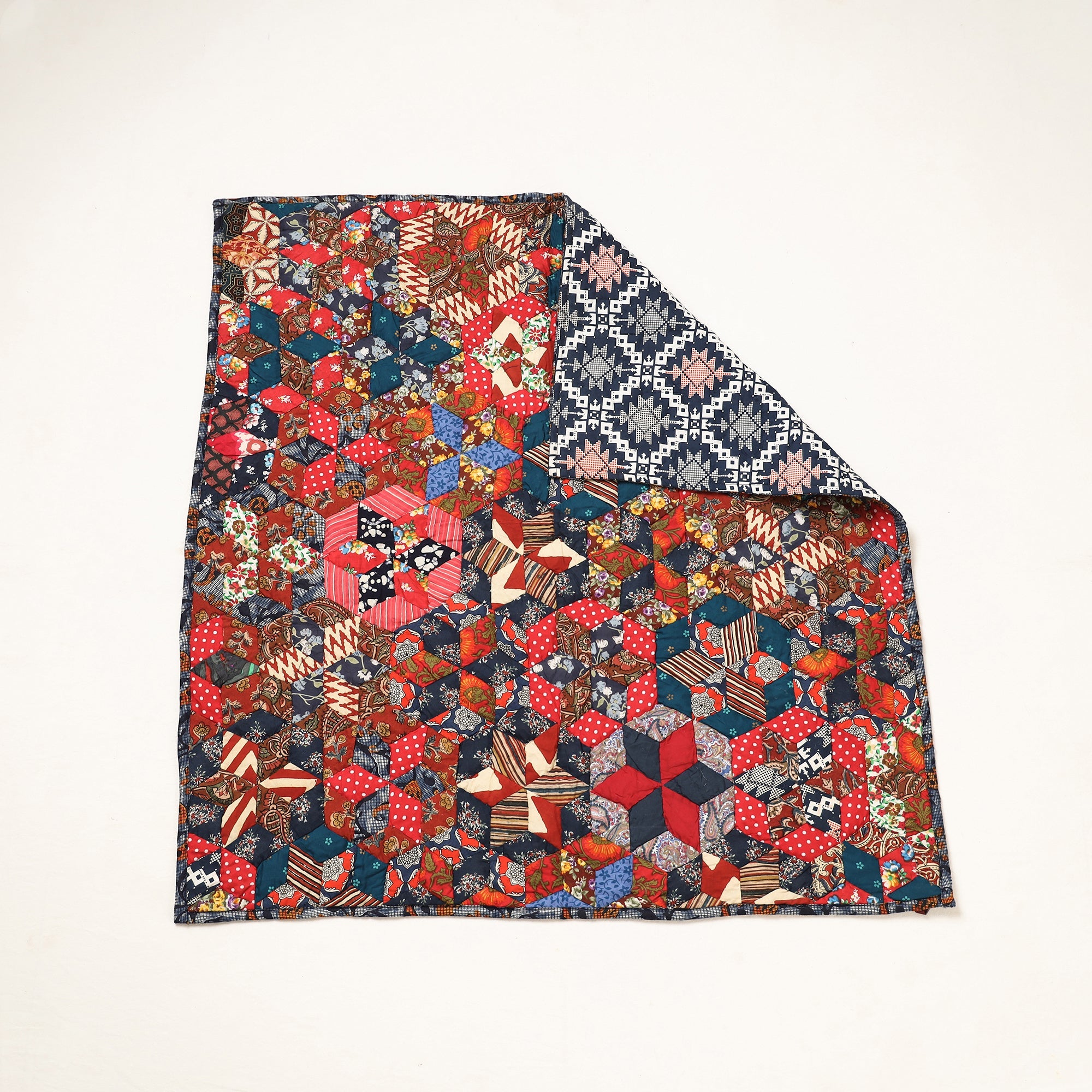 Applique Quilted Reversible Multipurpose Mat by Purkal Stree Shakti Samiti (37 x 36 in) - view 2