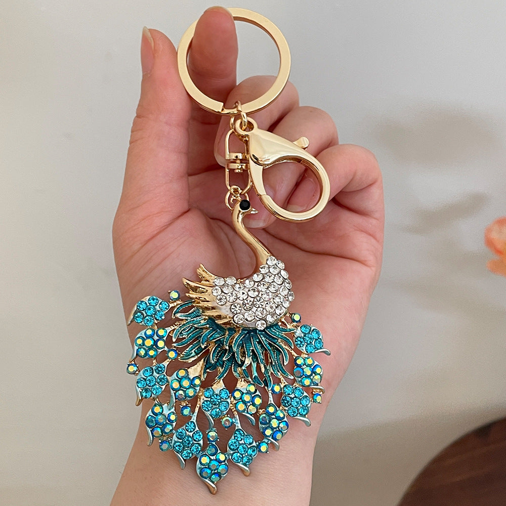 Peeperly Glistening Crystal Gems Peacock Keychain - view 6