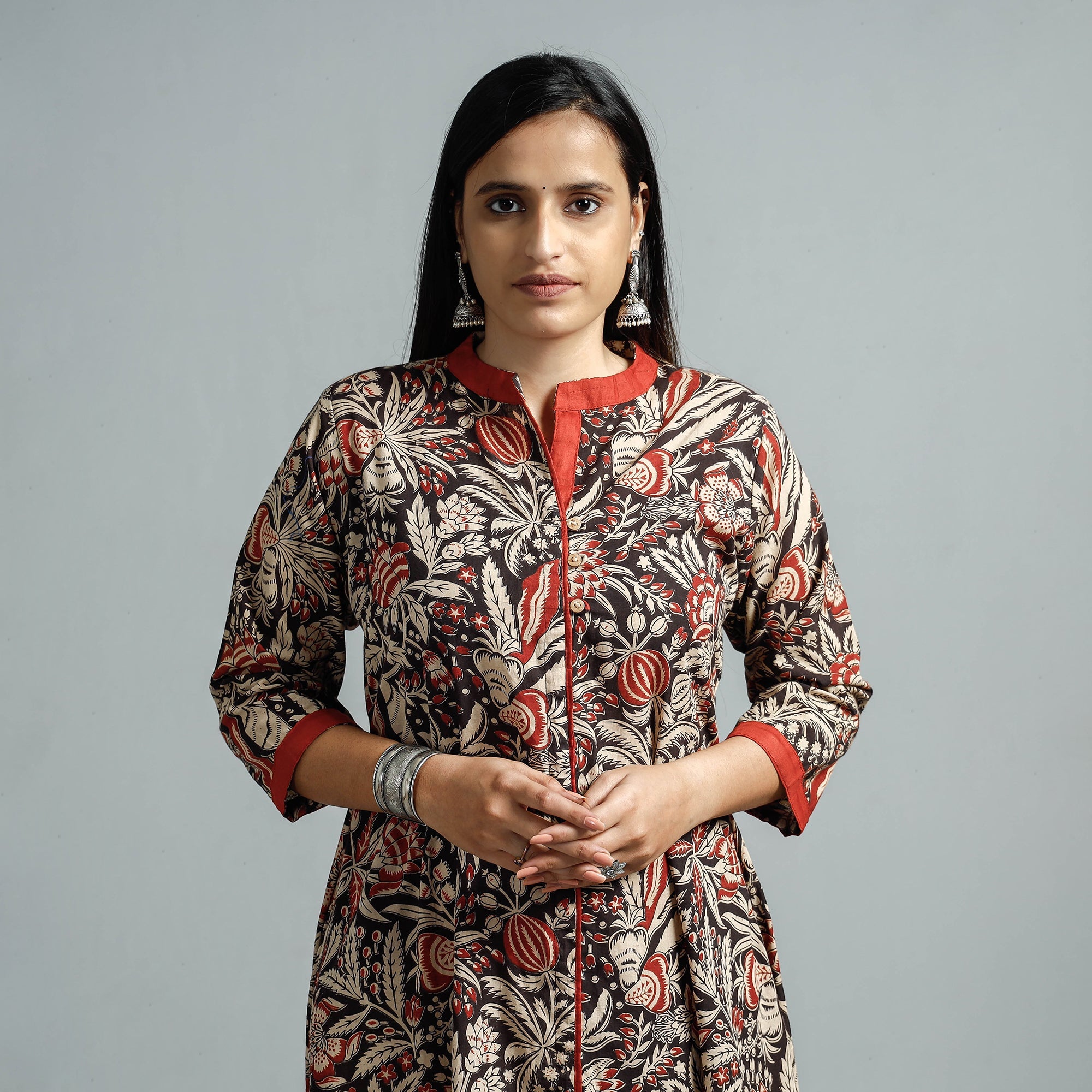 ITOKRI CASUALS Beige - Kalamkari Printed Cotton Flared Kurta