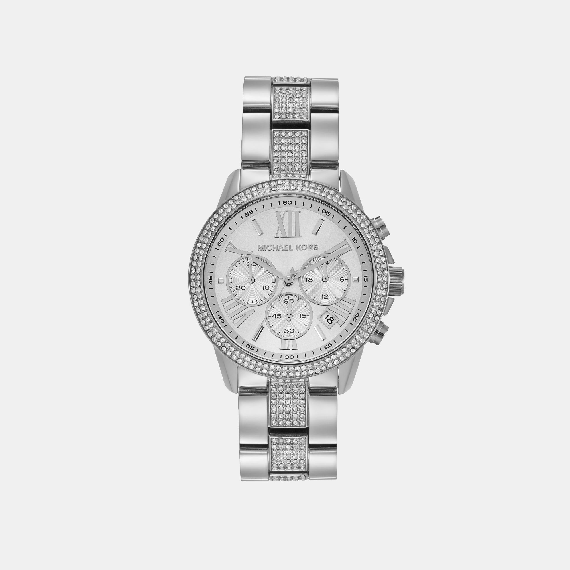 Michael Kors Brynn Women Quartz Silver Dial Chronograph Stainless Steel Watch MK7506