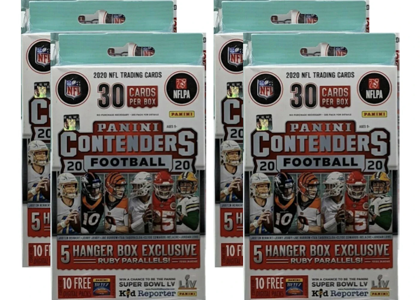 Box 30 cards – 2020 Panini Contenders Football Hanger Box (30 cards) 4x Lot