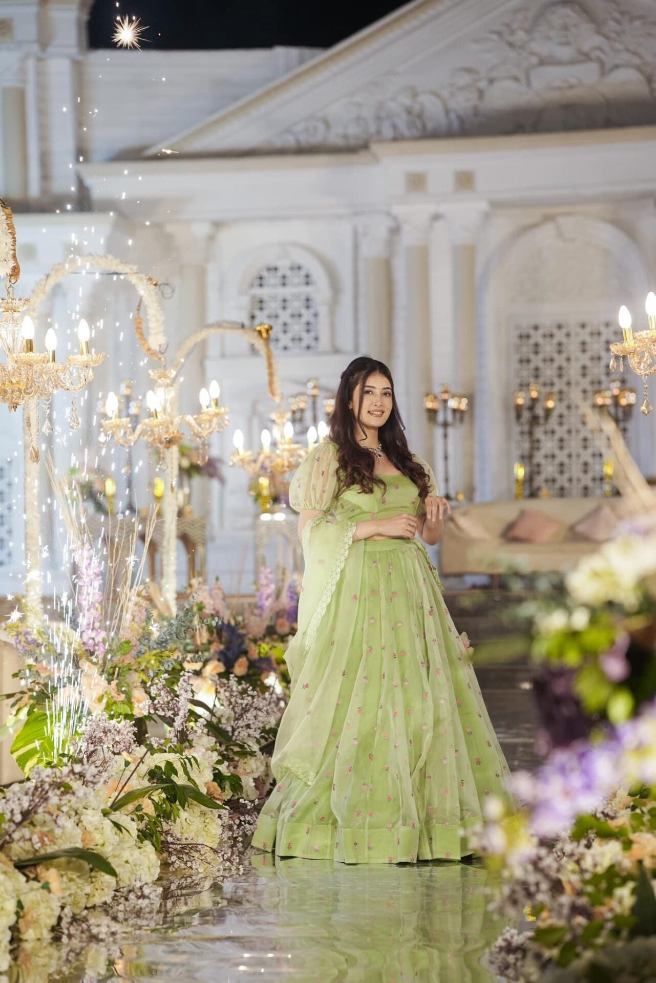 Idaho-o Azael green ORGANZA LEHENGA SET – Women's - view 4