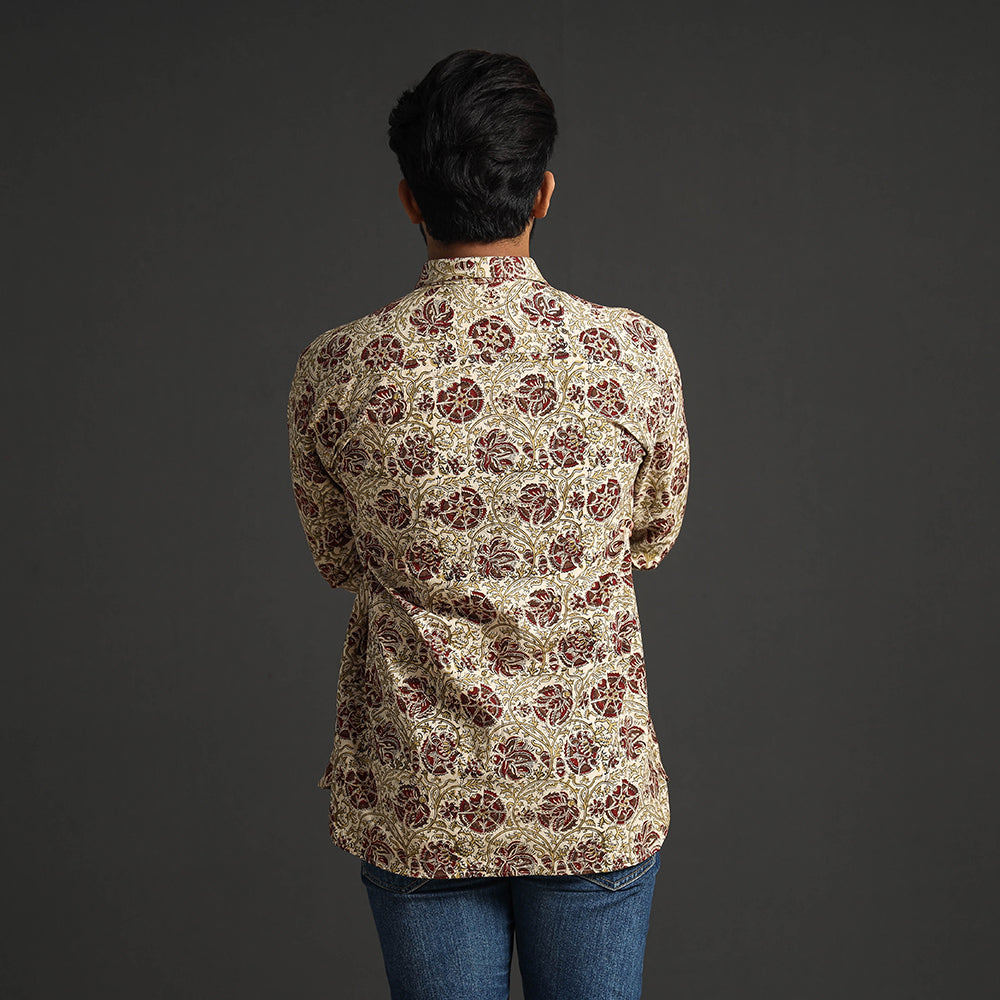 ITOKRI CASUALS Beige - Premium Pedana Kalamkari Block Printed Cotton Men Full Sleeve Shirt - view 7
