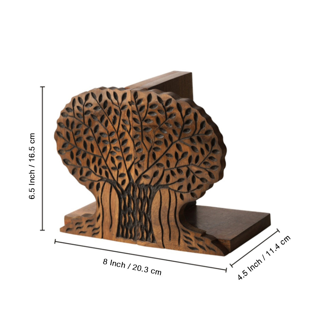 EXCLUSIVELANE 'Tree Of Life' - Hand Carved Sheesham Wood Bookend - view 5