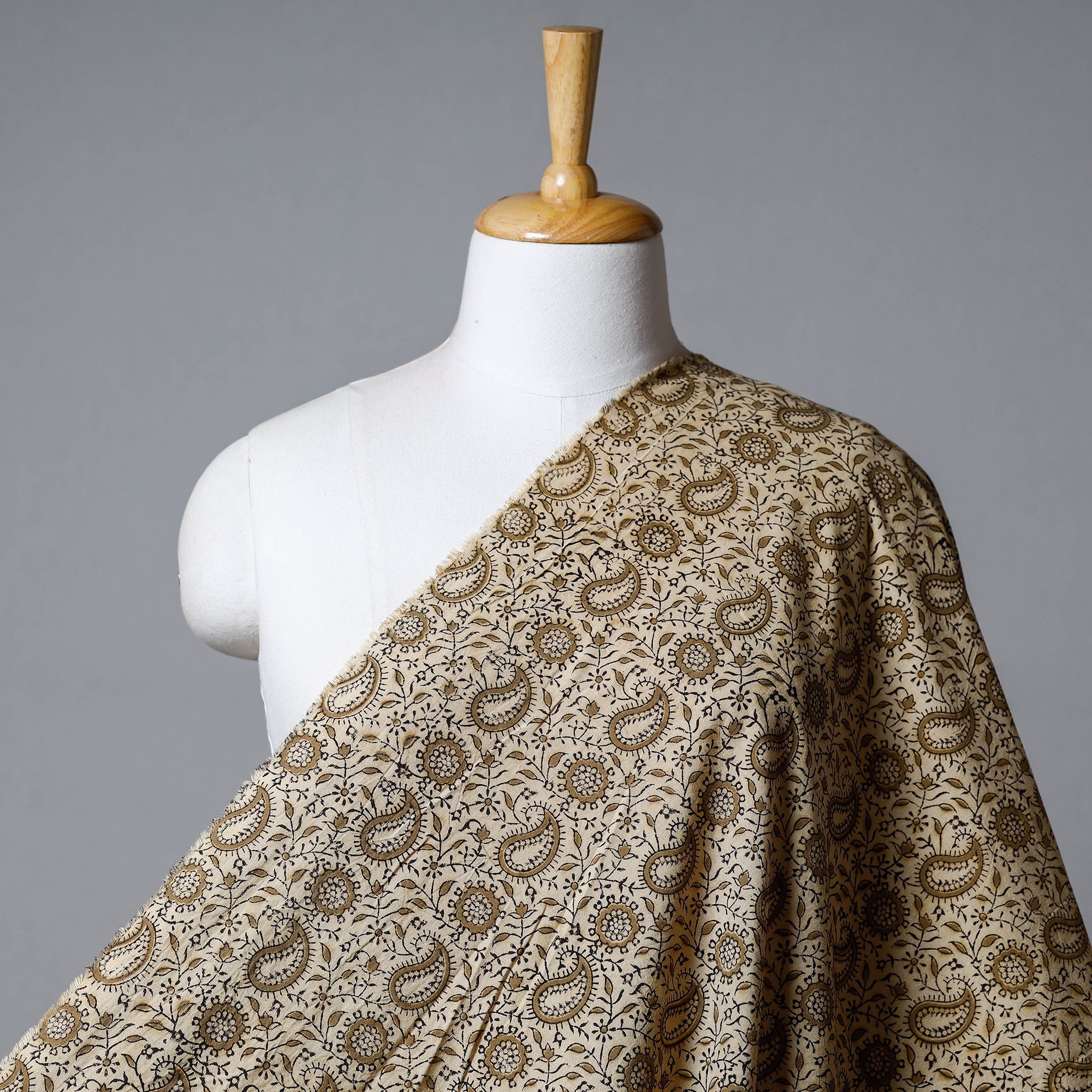 PITCHUKA SRINIVAS KALAMKARI PEDANA Beige - Pedana Kalamkari Hand Block Printed Cotton Fabric