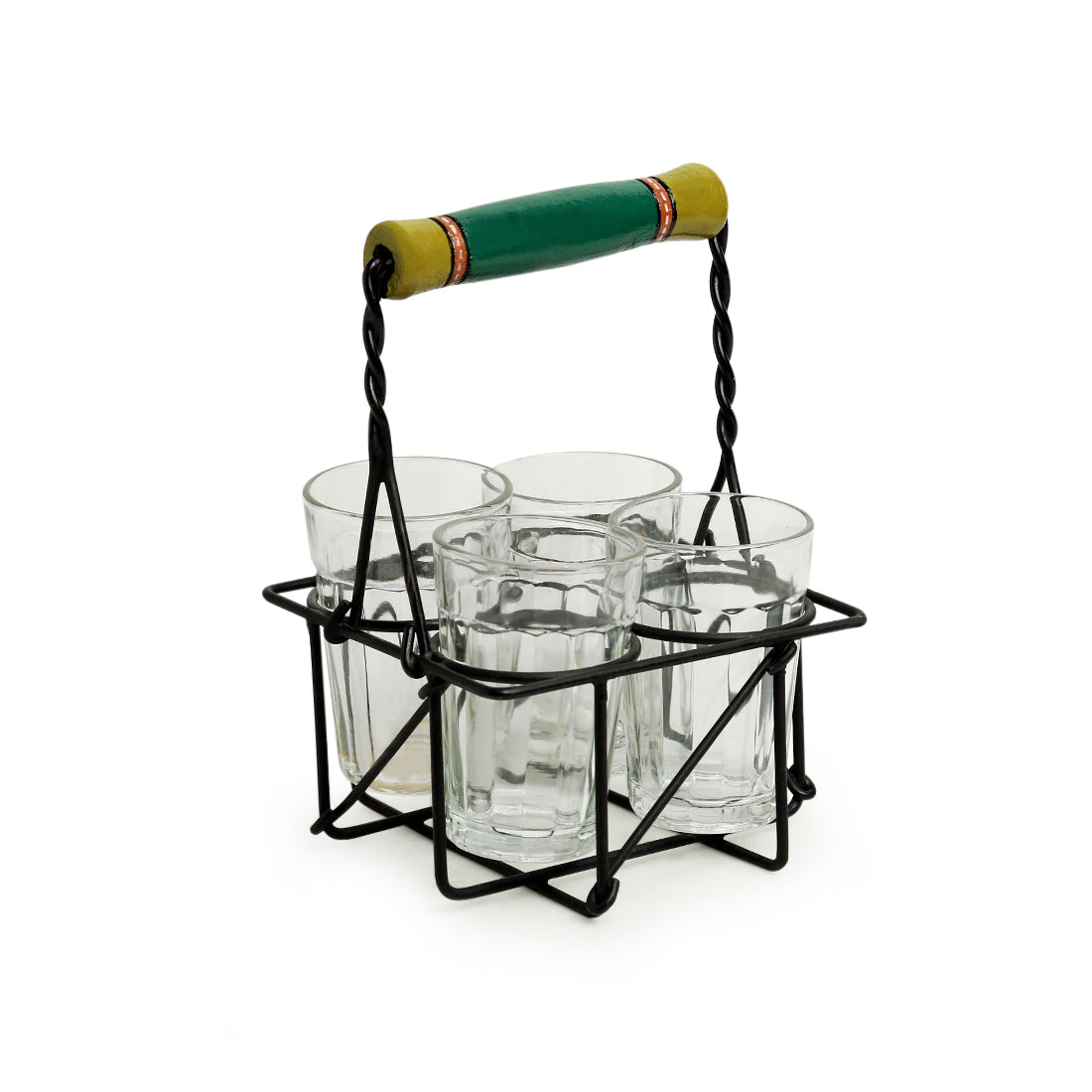 EXCLUSIVELANE 'The Railway Nostalgia' Cutting Chai Tea Glasses Set With Holder (Set of 4, 120 ml) - view 2