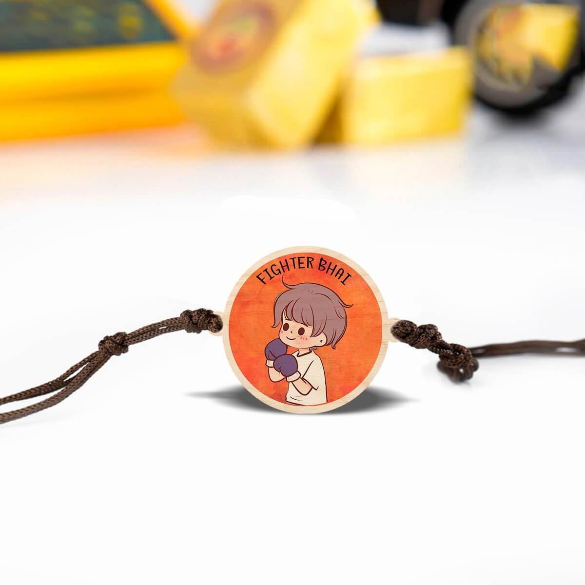 Bigsmall_cc Fighter Bhai Wooden Rakhi