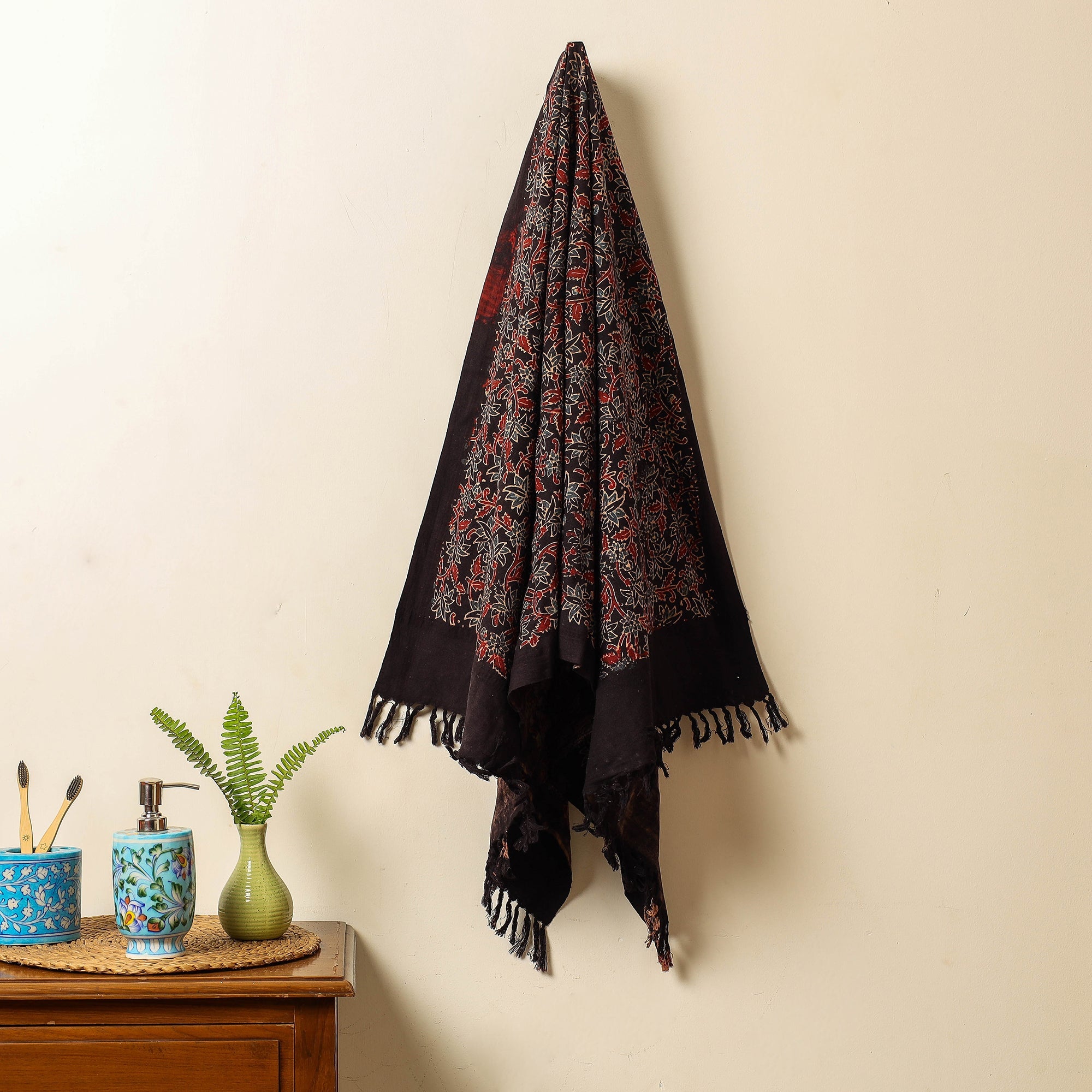 KACHCHH JI CHHAAP Black - Block Print Cotton Ajrakh Handloom Towel