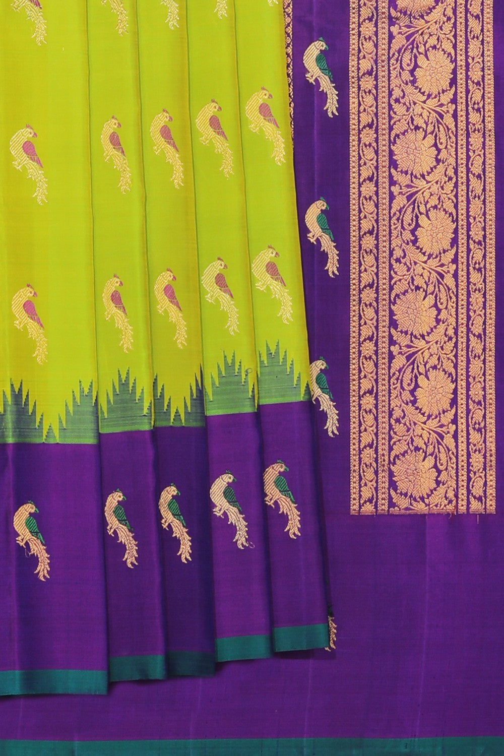 Kalanjali Gadwal Silk Spring Green Saree – Women's