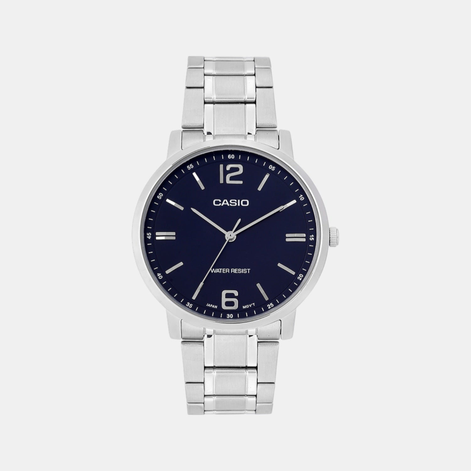 Casio Enticer Men Quartz Blue Dial Analog Stainless Steel Watch A2434