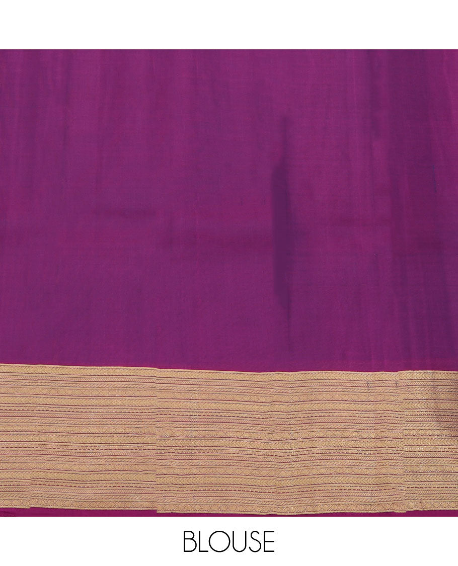 Pothys Blue vasundhara silk mix saree with buttas, contrast border & pallu steeped with traditional designs - view 5
