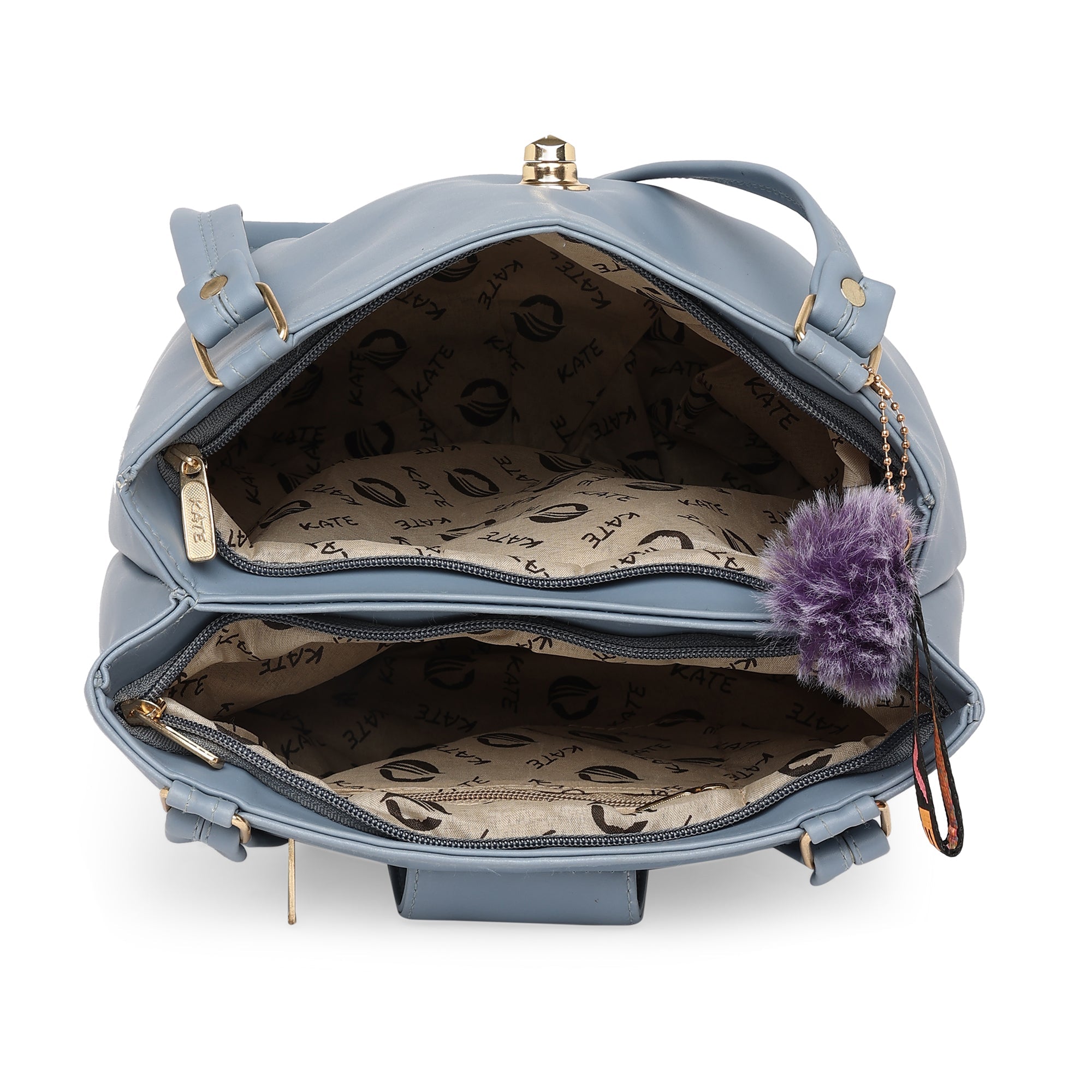 Peachmode Seller Grey Women Vegan Leather Handbag With Belt - view 7