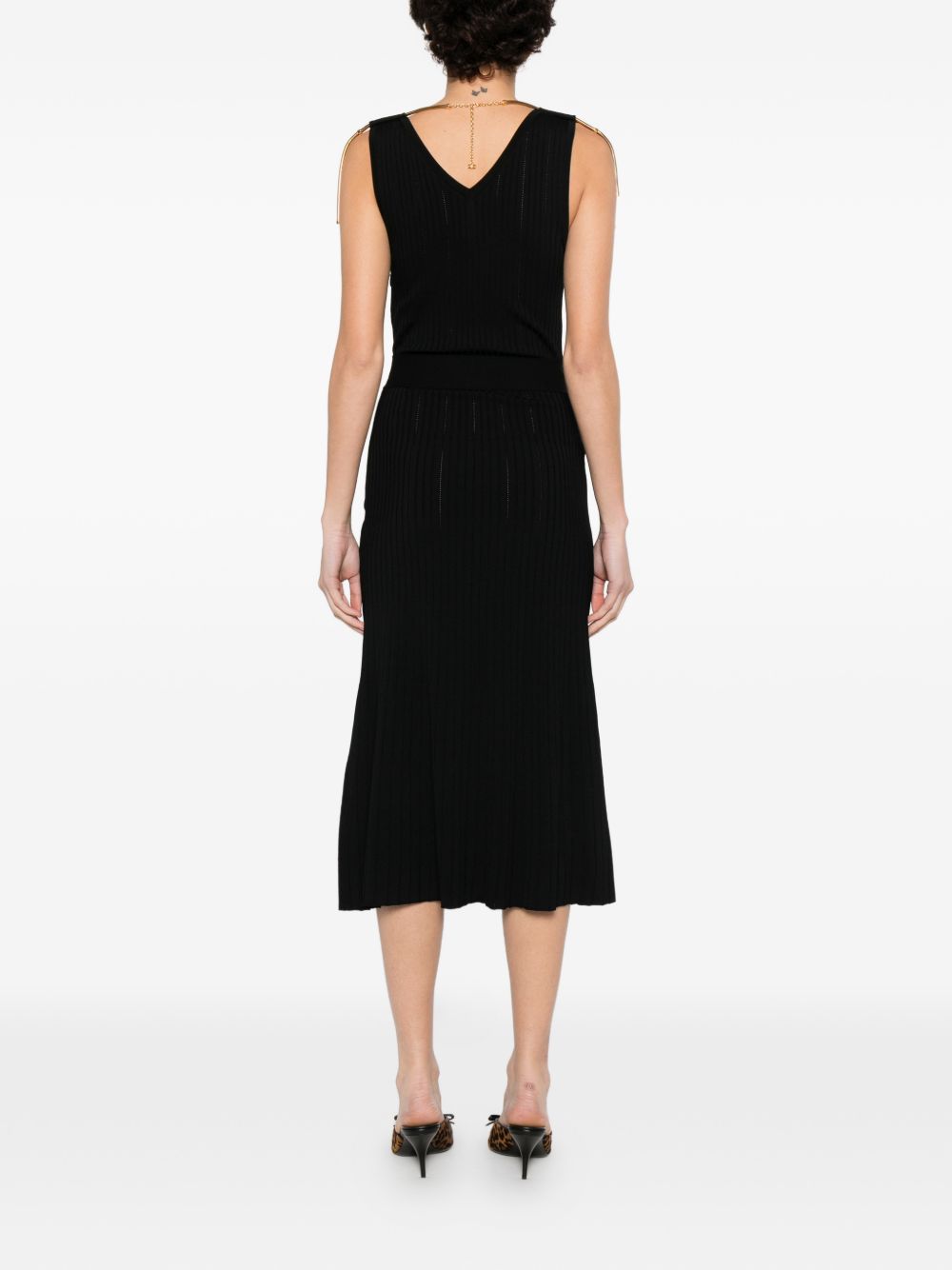 Elisabetta Franchi V-neck sleeveless side slit mid-length Knitted midi dress - view 2