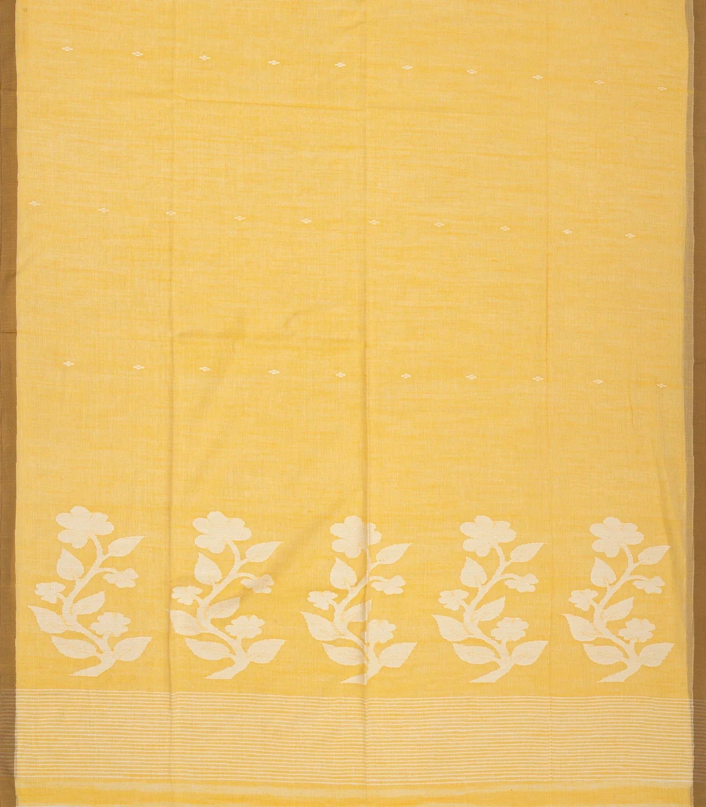 RmKV Sandal Handloom Bengal Cotton Saree With Plus Buttas - view 2