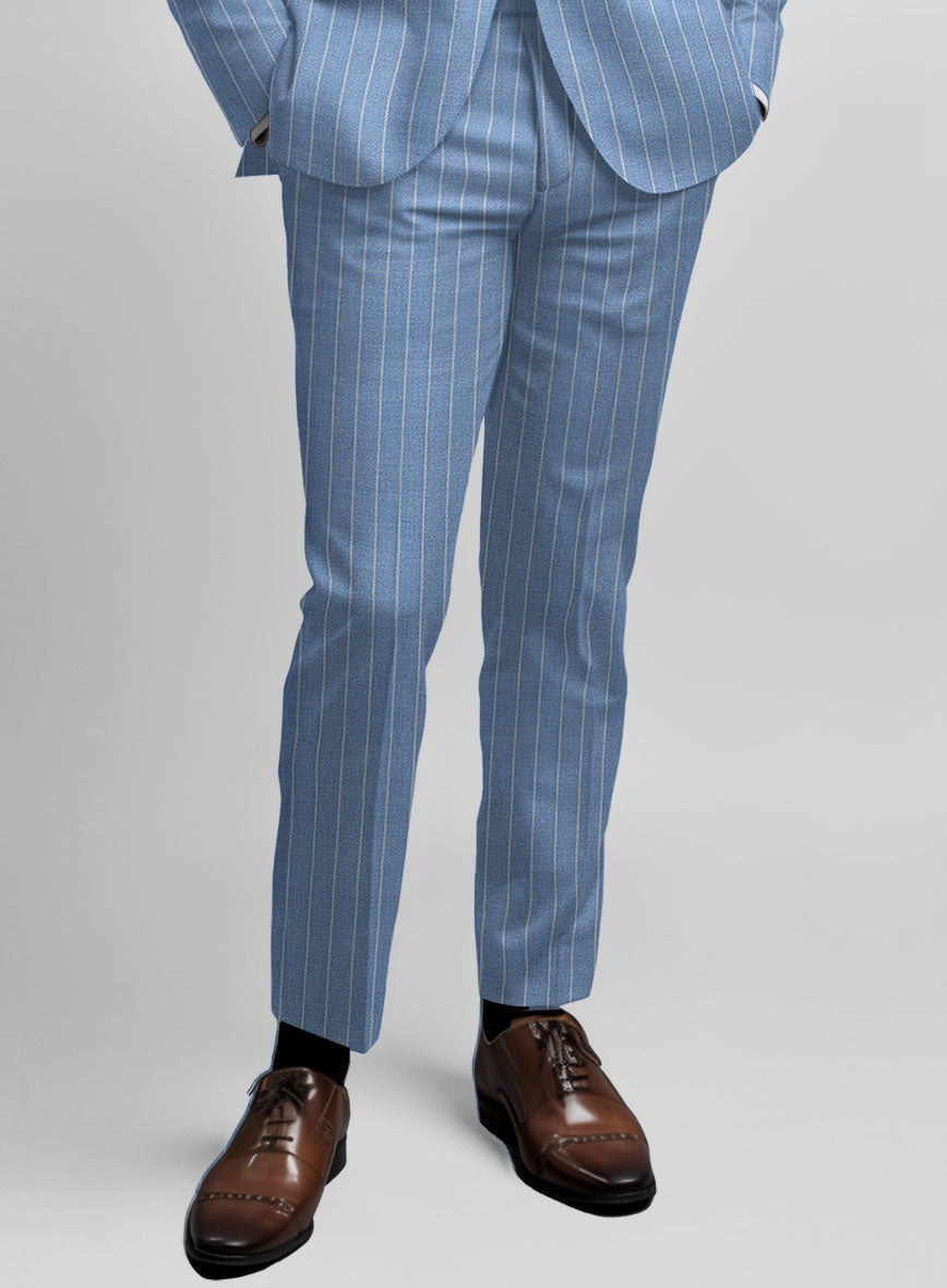 StudioSuits Napolean Gavino Stripe Light Blue Wool Pants - view 2