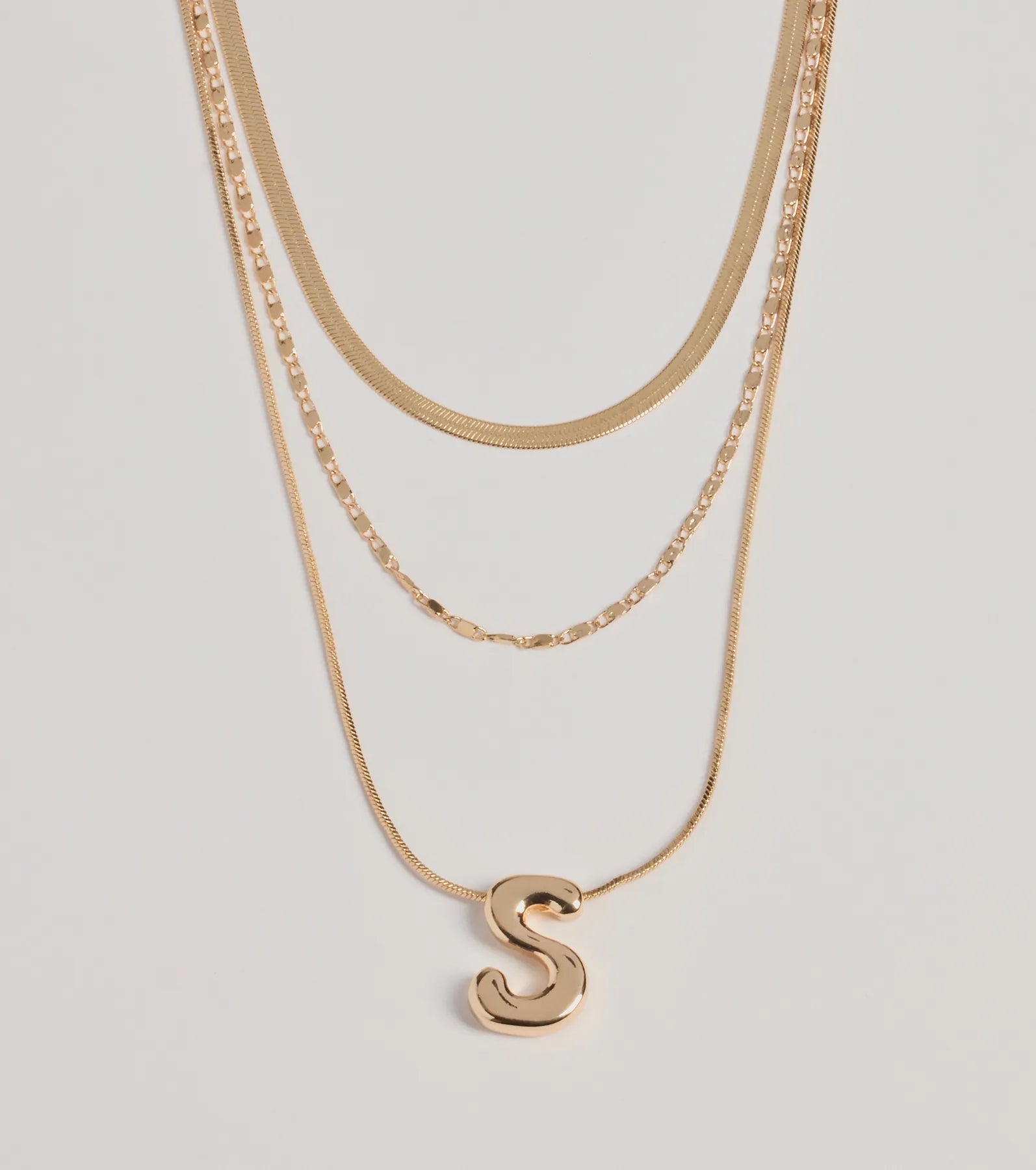 Windsor S Initial Layered Bubble Necklace – GOLD - view 2