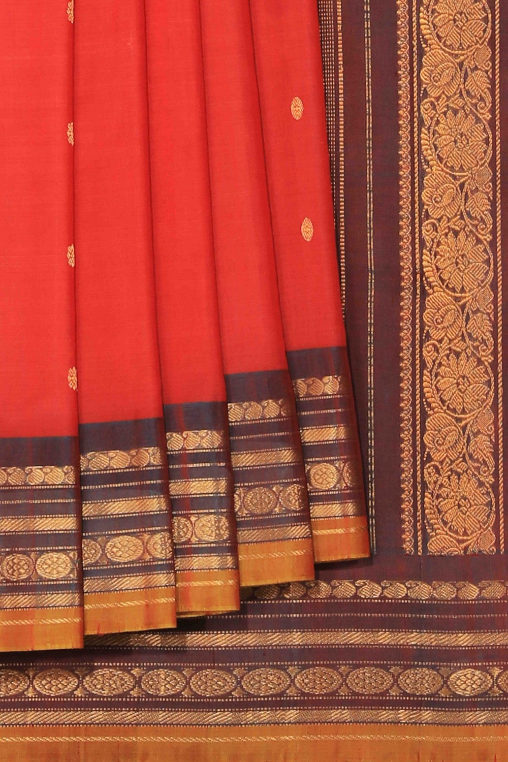 Kalanjali Gadwal Cotton Silk Coral Pink Saree