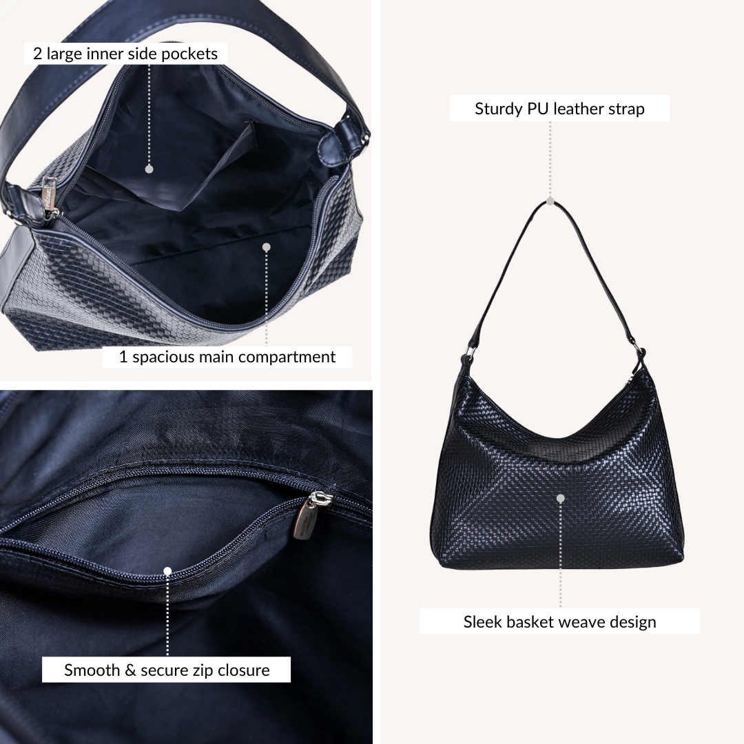 Nestasia Black Soi Trendy Hobo Handbag - view 6
