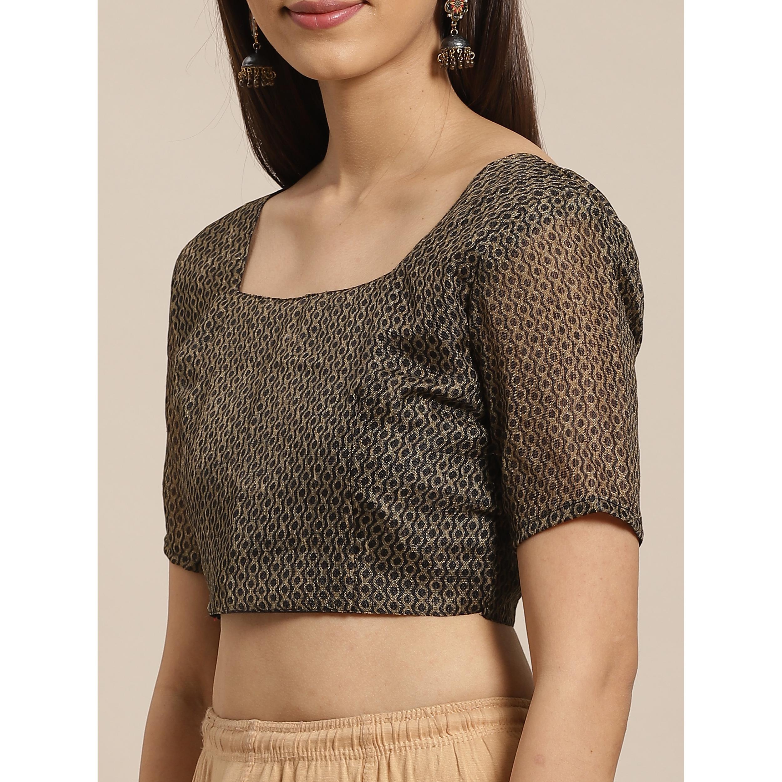 Peachmode Intricate Grey - Black Colored Casual Wear Printed Silk blend Saree - view 3