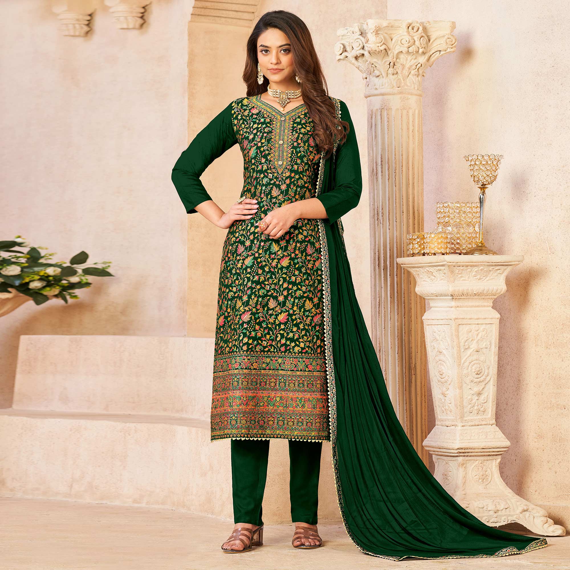 Green suits – BlackTree green-woven-dola-silk-suit