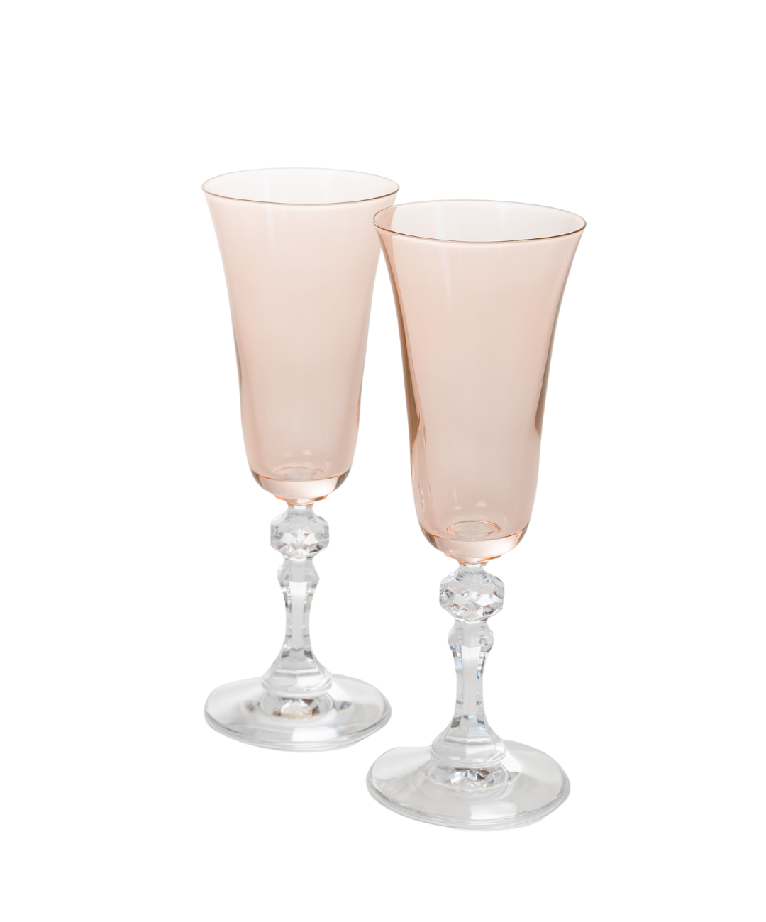 Estelle Colored Glass Estelle Colored Regal Flute With Clear Stem - Set of 2 {Blush Pink} - view 6