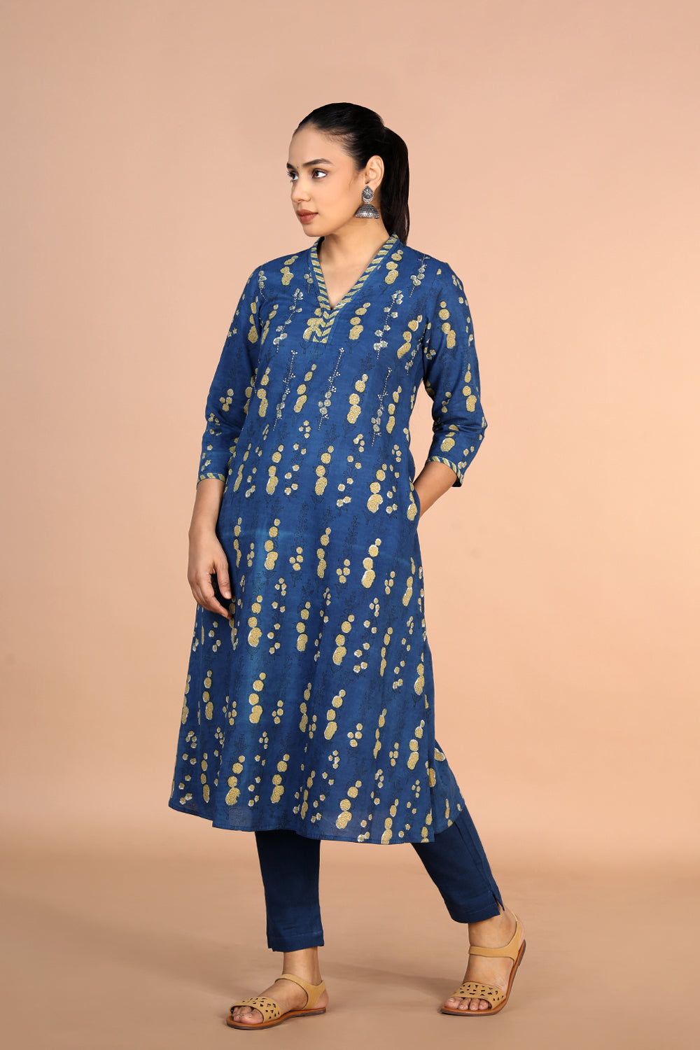 Kalanjali Ethnics Indigo blue Bagru cotton handblock printed Kurti - view 2