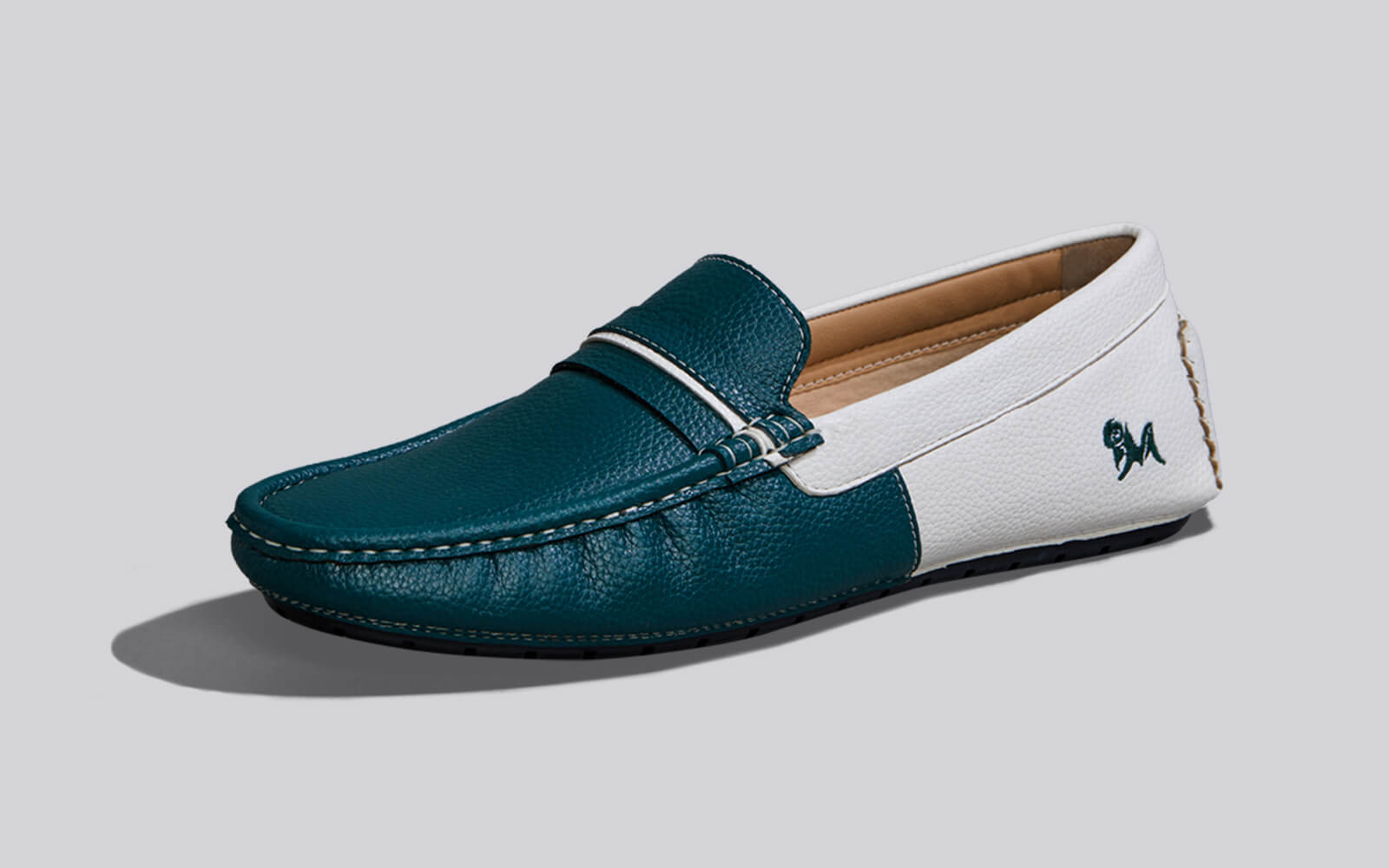 Neeman's Color Block Loafers : White-Green