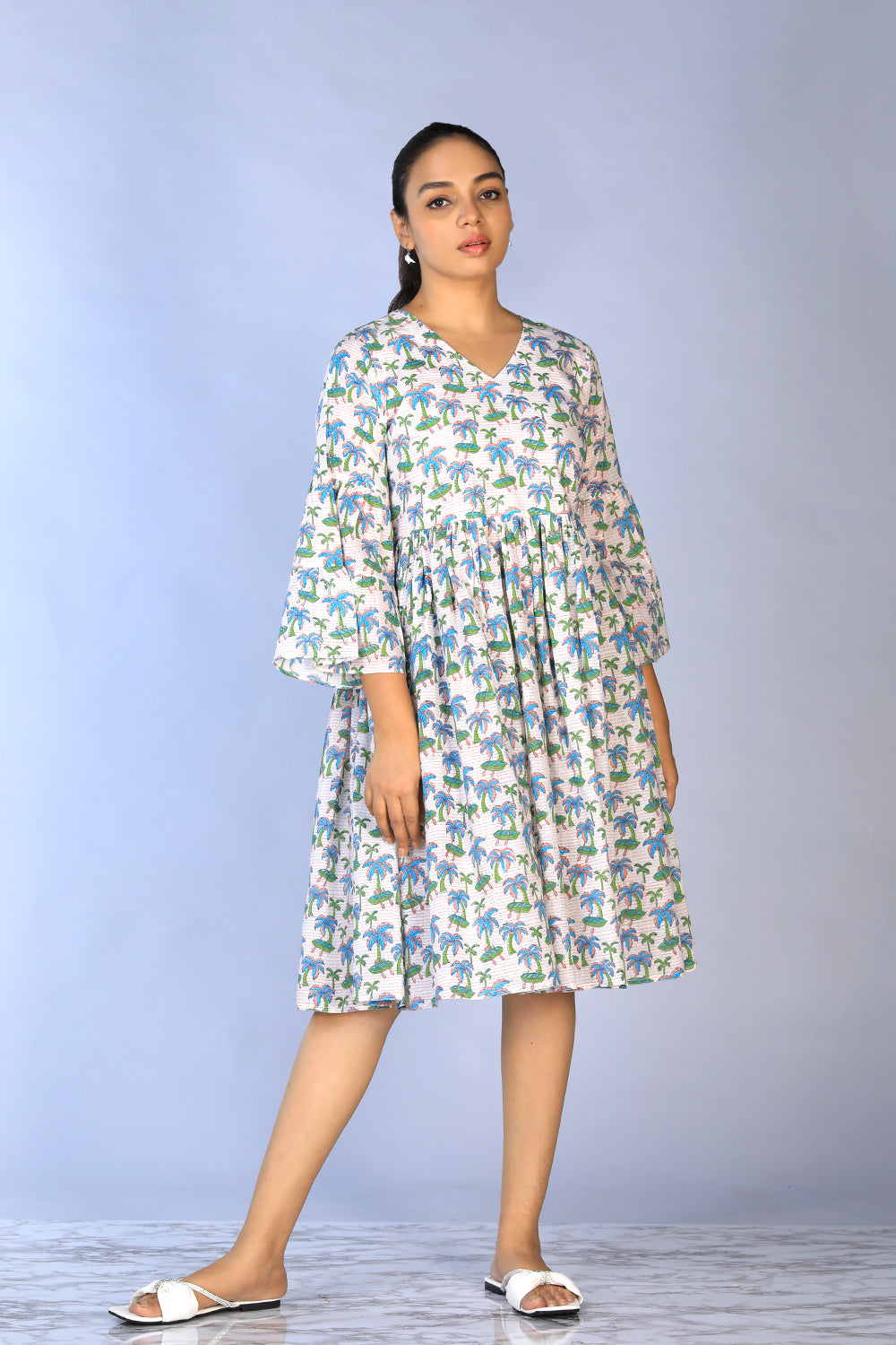 Kalanjali Ethnics Handblock Printed gathered Dress - view 3