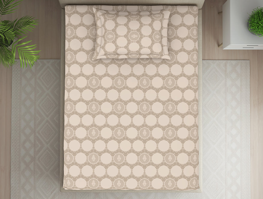 Spaces India Ornate Beige Polycotton Bedsheets Single Harmony - By Welspun - view 3
