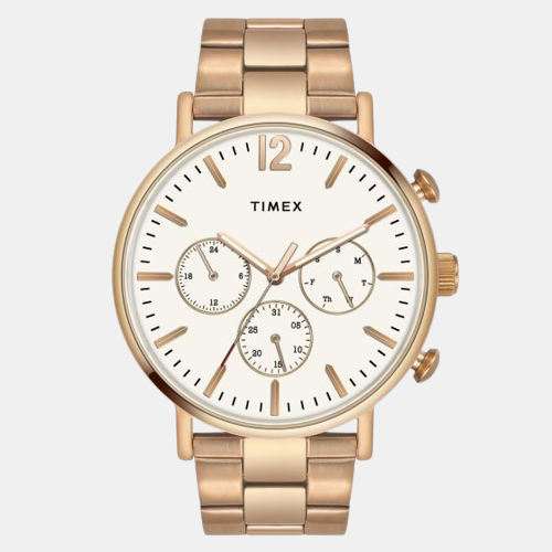Timex Fashion Men Quartz White Dial Chronograph Stainless Steel Watch TWEG20009