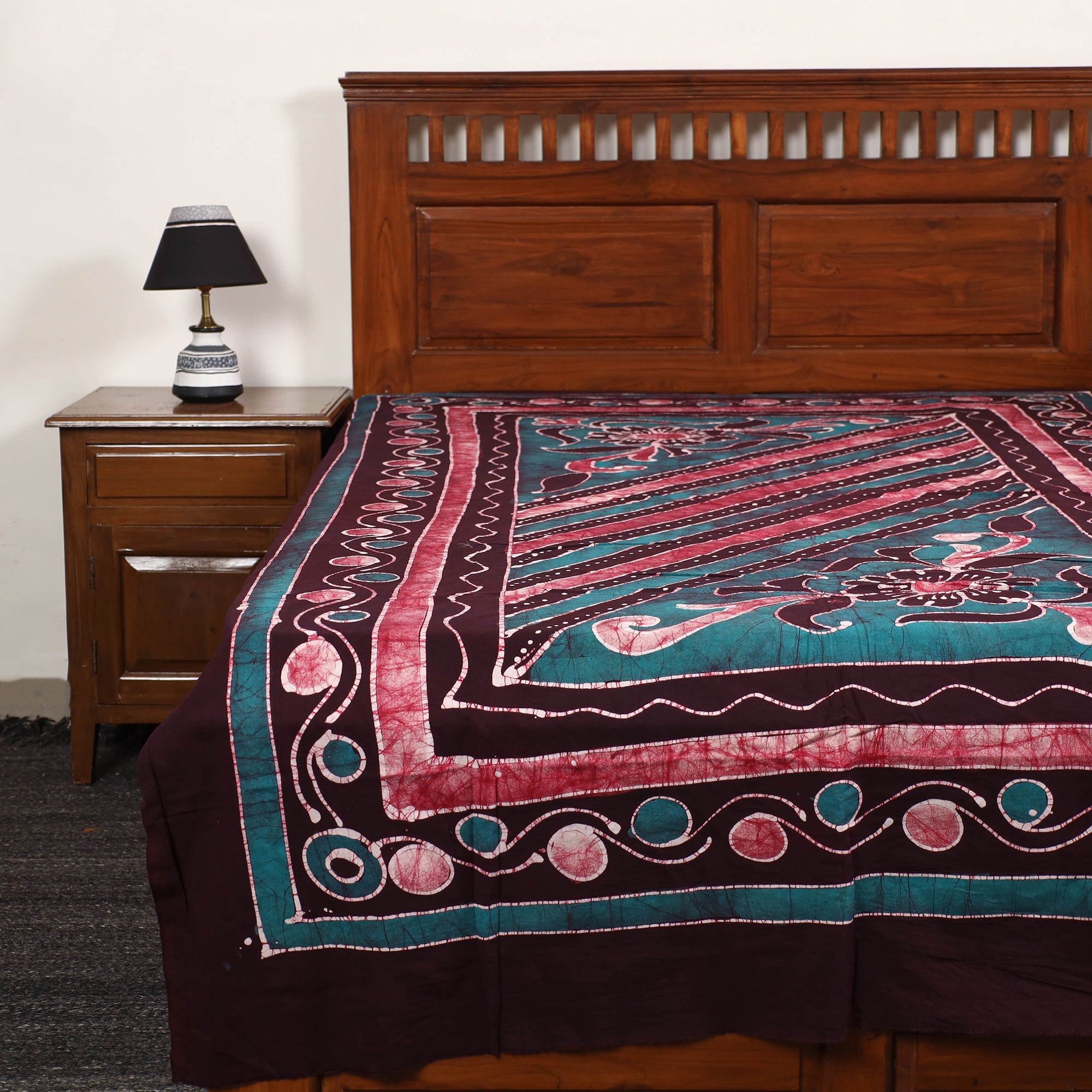 KACHCHH JI CHHAAP Brown - Hand Batik Printed Cotton Single Bed Cover (96 x 59 in) 70