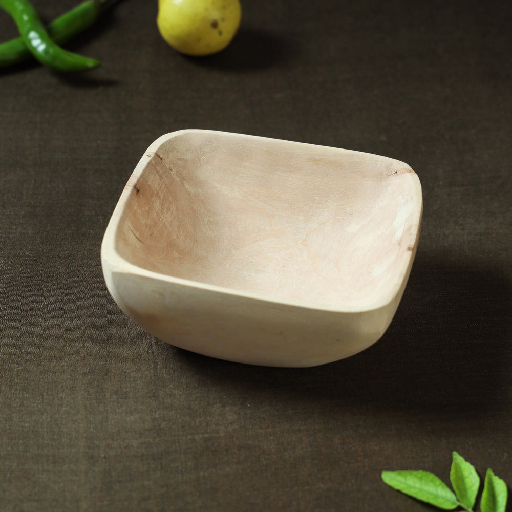 ITOKRI CRAFTS INITIATIVE Beige - Udayagiri Wooden Square Bowl