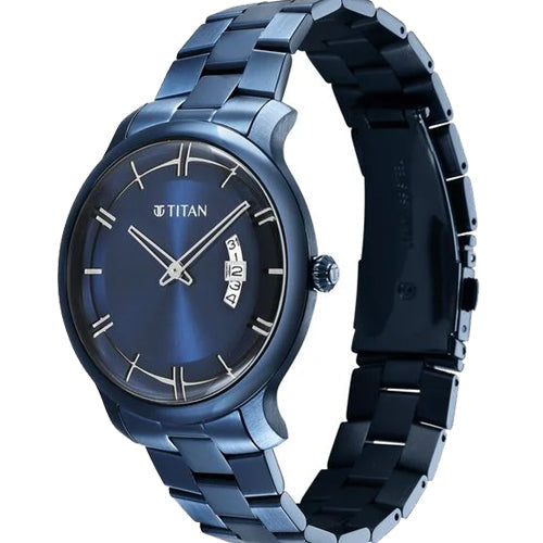 Titan Classic Distincta Blue Dial Analog with Date Stainless Steel Strap watch for Men 41mm NT90170QM01 - view 2