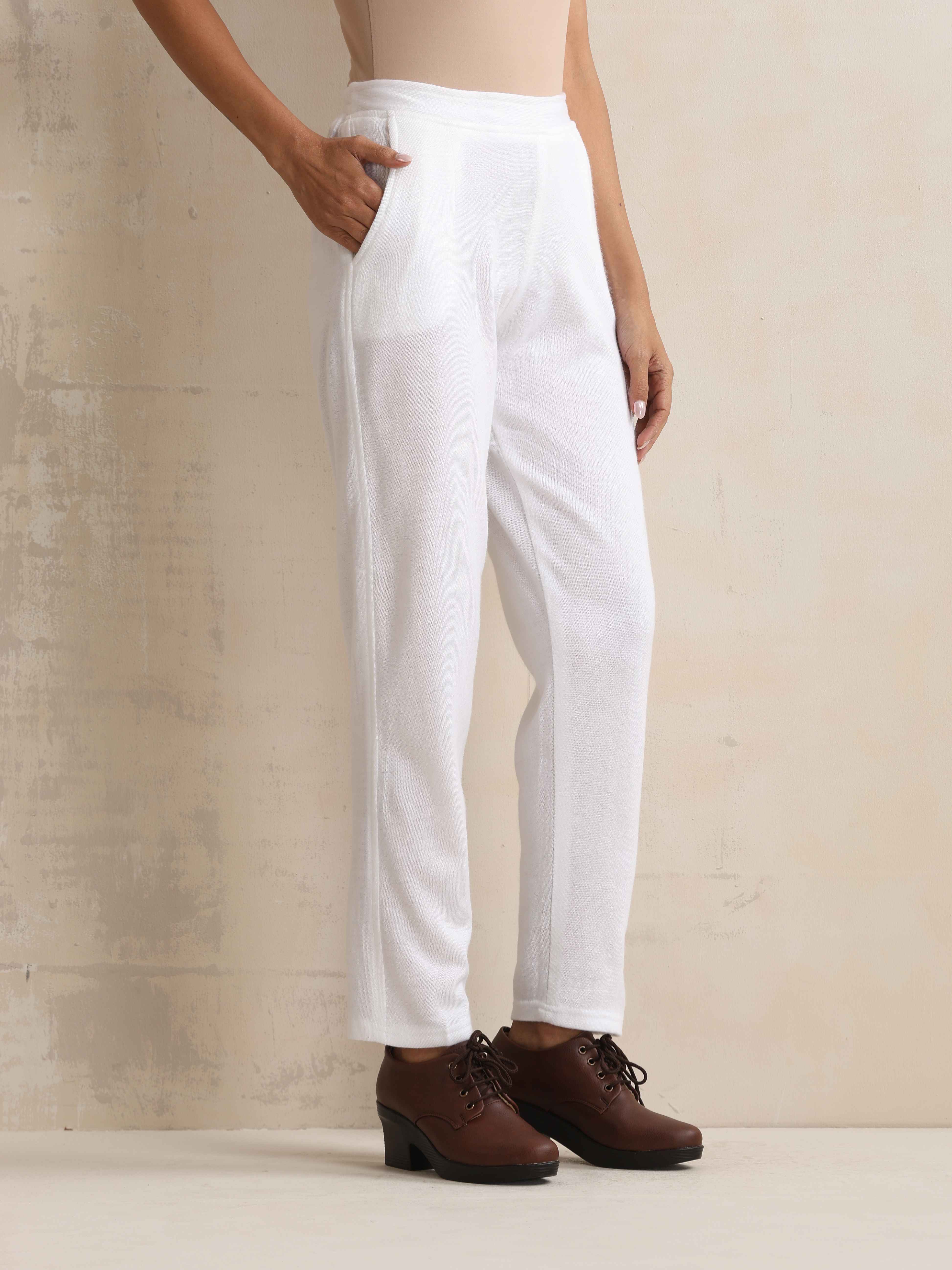 trueBrowns White Woollen Pants - view 3