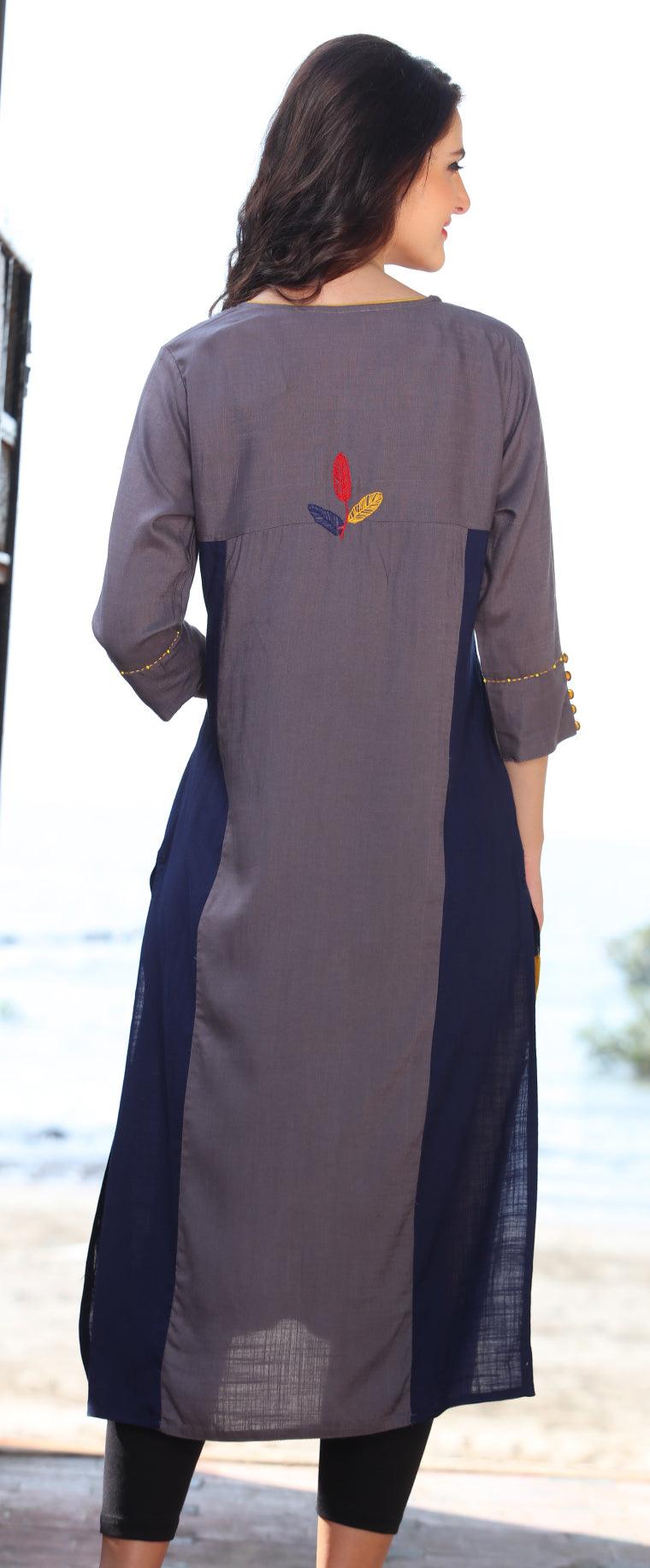 Peachmode Multi Colored Designer Casual Rayon Kurti - view 2