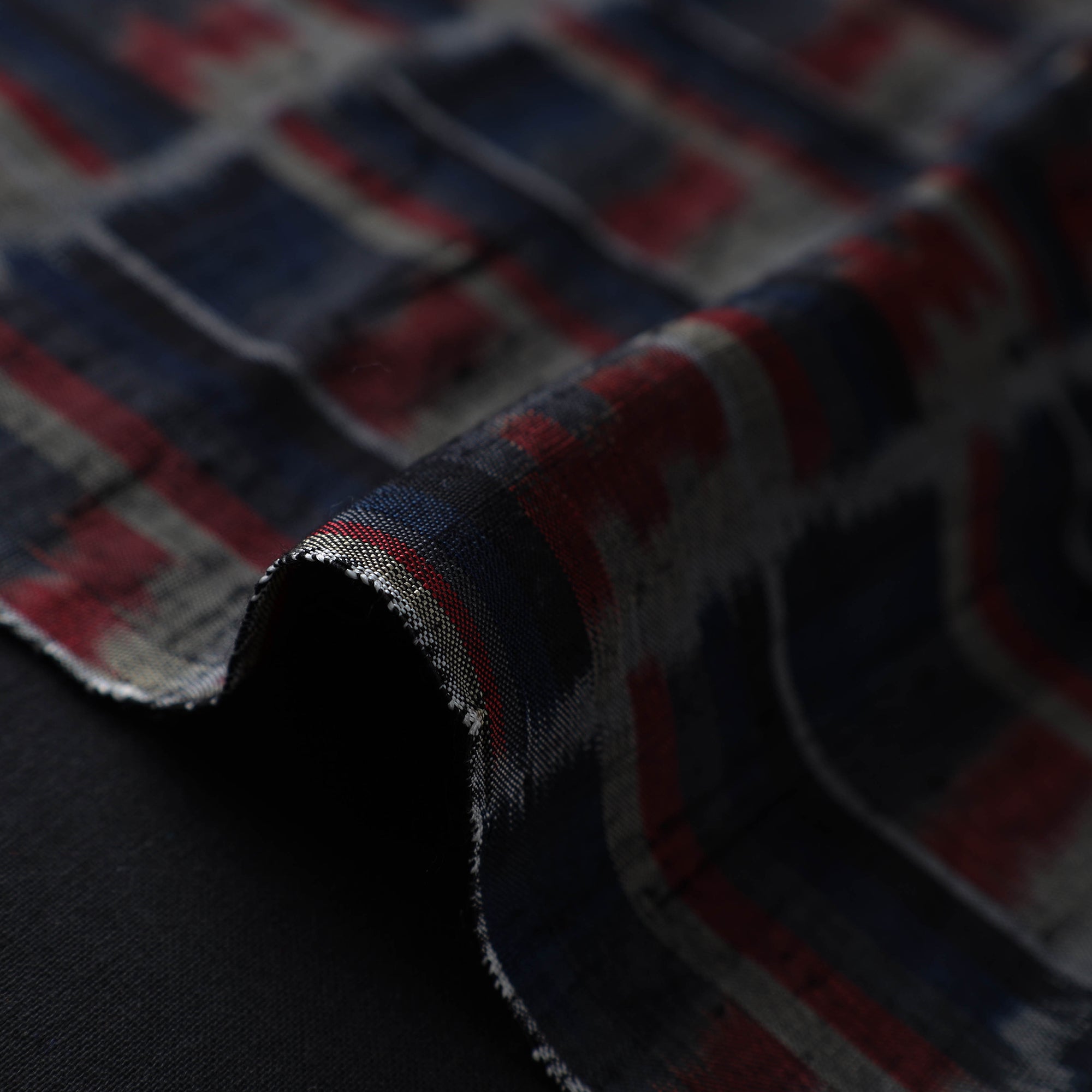 SOUTH KARGHA Black - Handloom Raw Silk Pochampally Ikat Fabric 29 - view 4