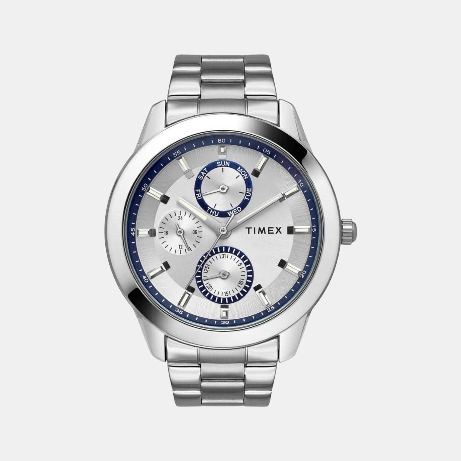 Timex Fashion Men Quartz Silver Dial Multi-Function Stainless Steel Watch TWEG18506