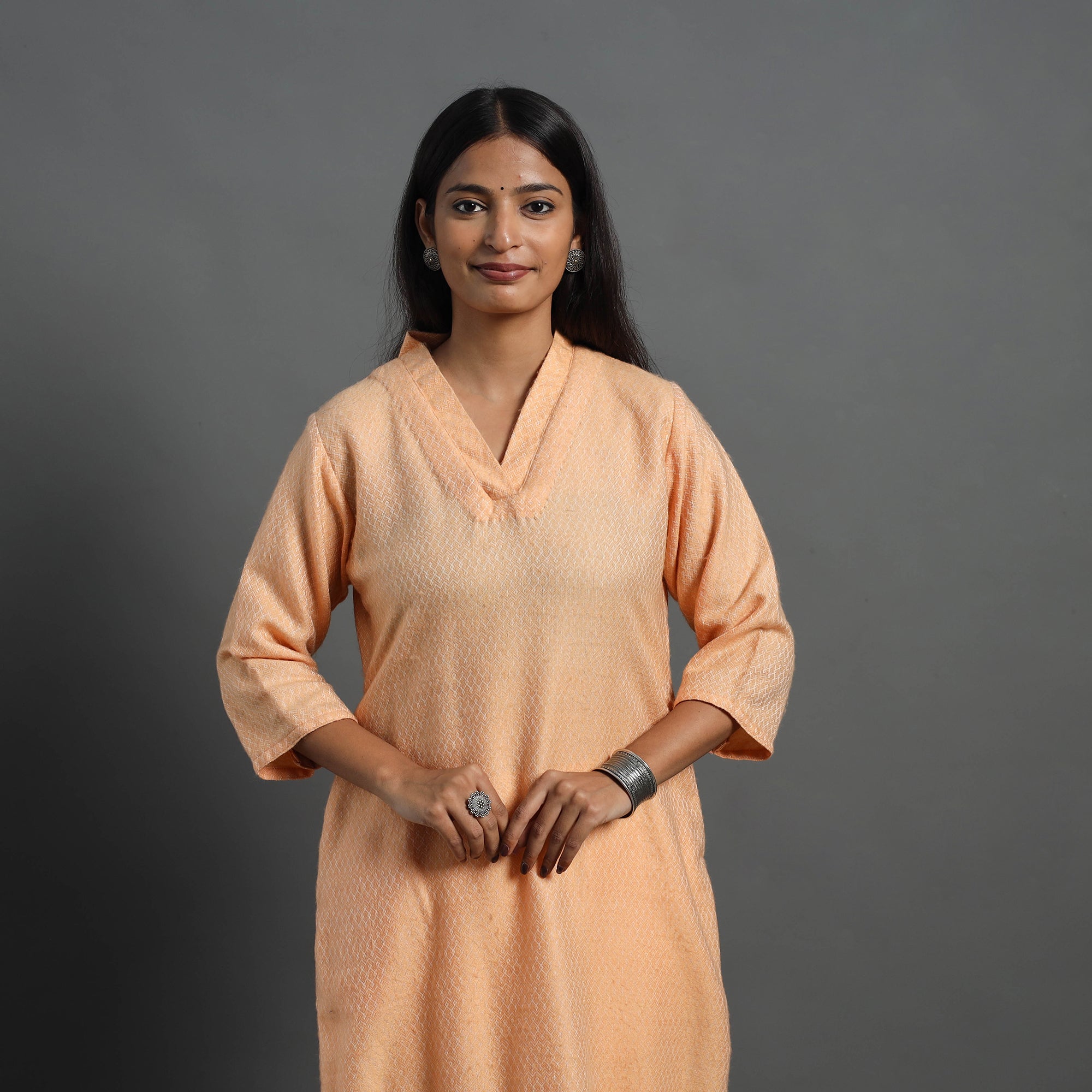 ITOKRI CASUALS Anam Peach Merino Woolen Kurta