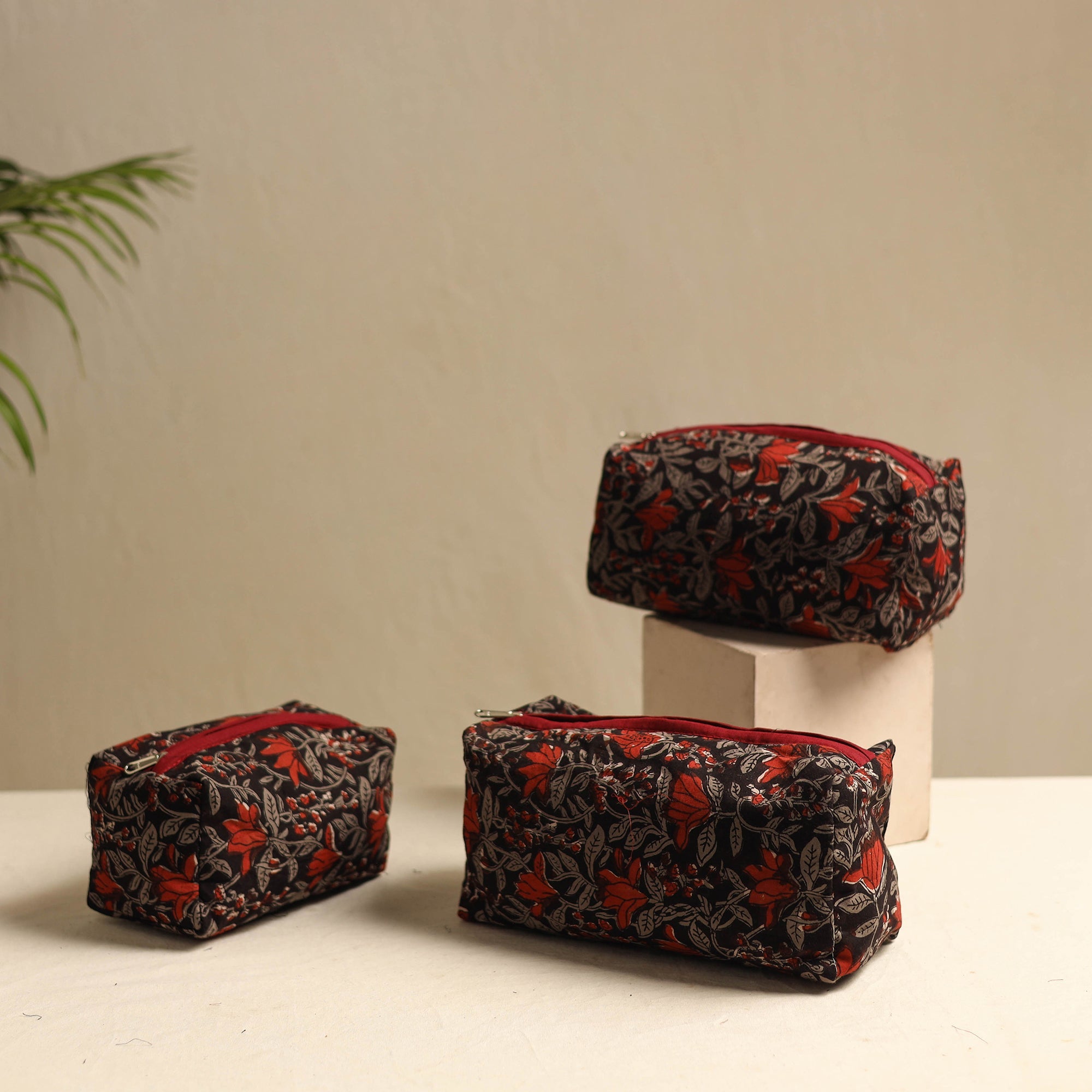 NOORI BAZAR Black - Multipurpose Handmade Toiletry Bags (Set of 3) 19