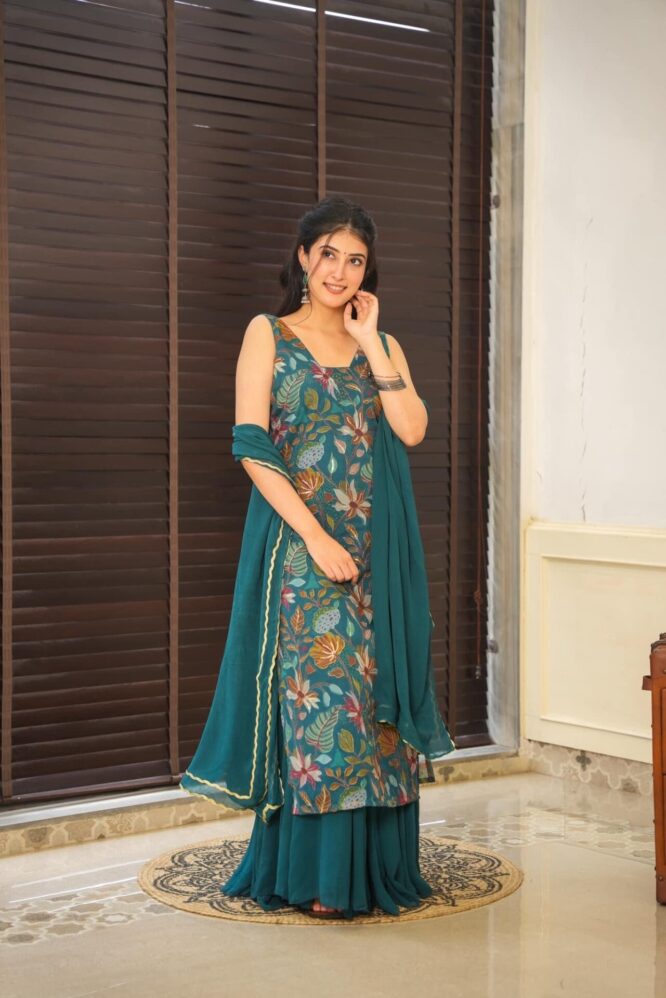 Idaho-o Kendall organza kurta-palazzo set