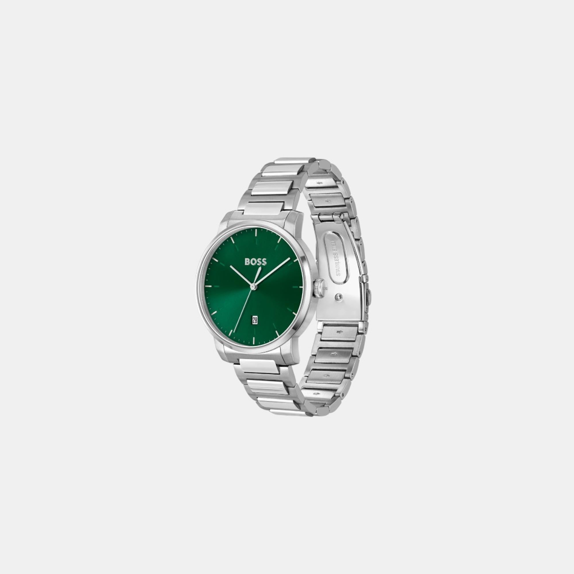 Boss Dean Men Quartz Green Dial Analog Stainless Steel Watch 1514134 - view 2