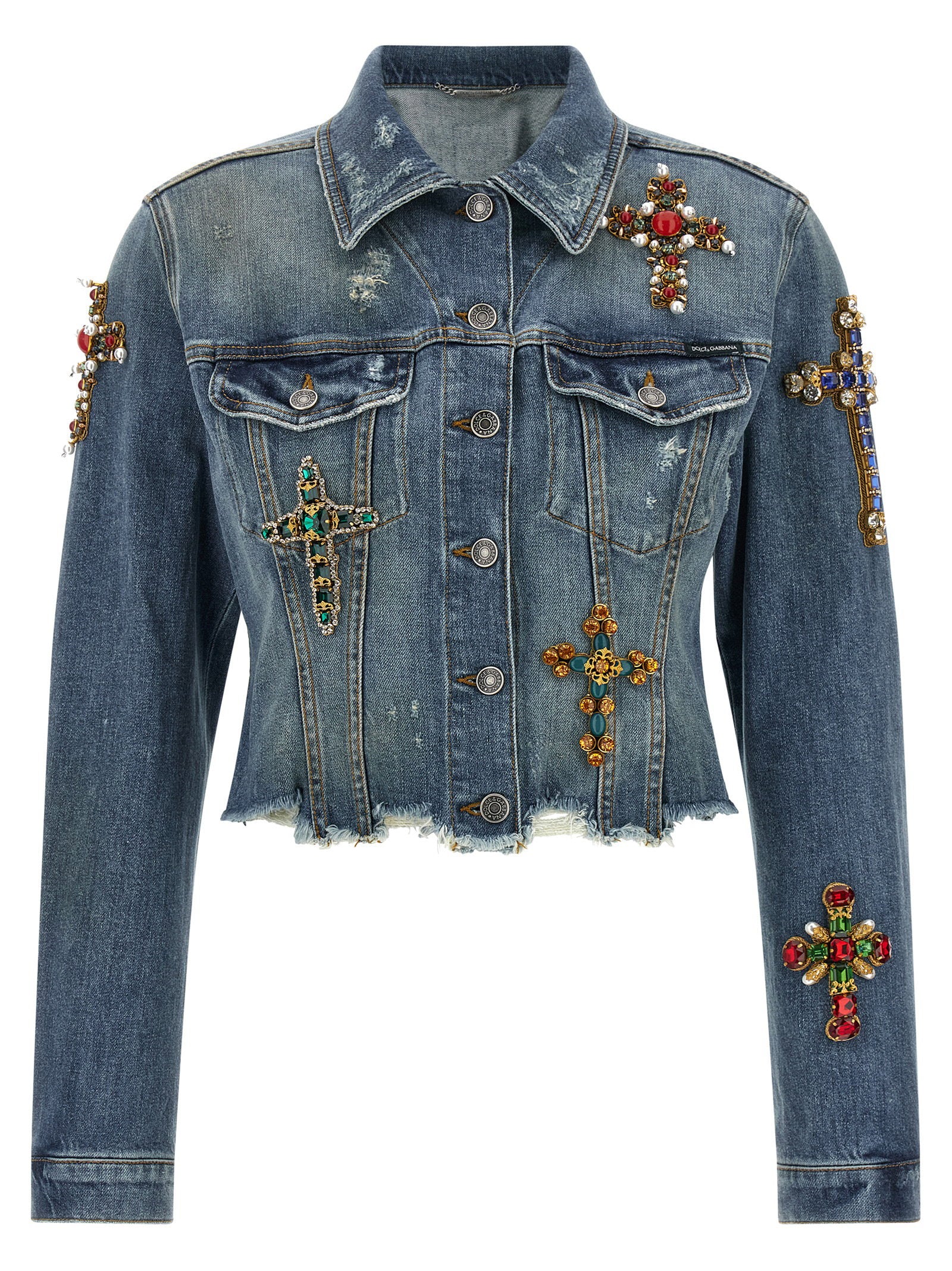 Dolce & Gabbana Cross Denim Jacket – 99% cotton, 1% elastane
