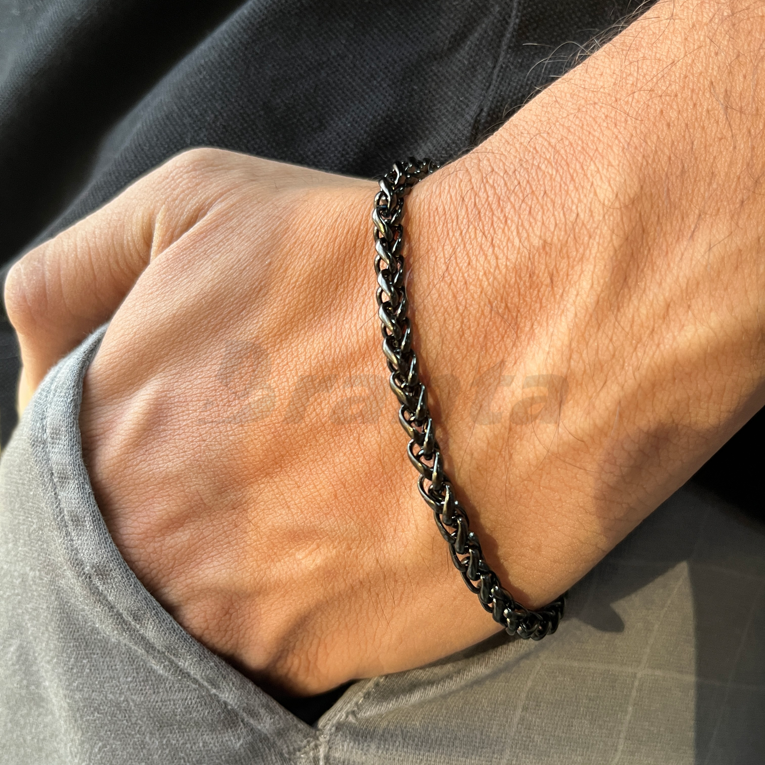 brantashop Trendy & Stylish Black Stainless Steel Bracelet For Men (8.5 Inch) - view 2