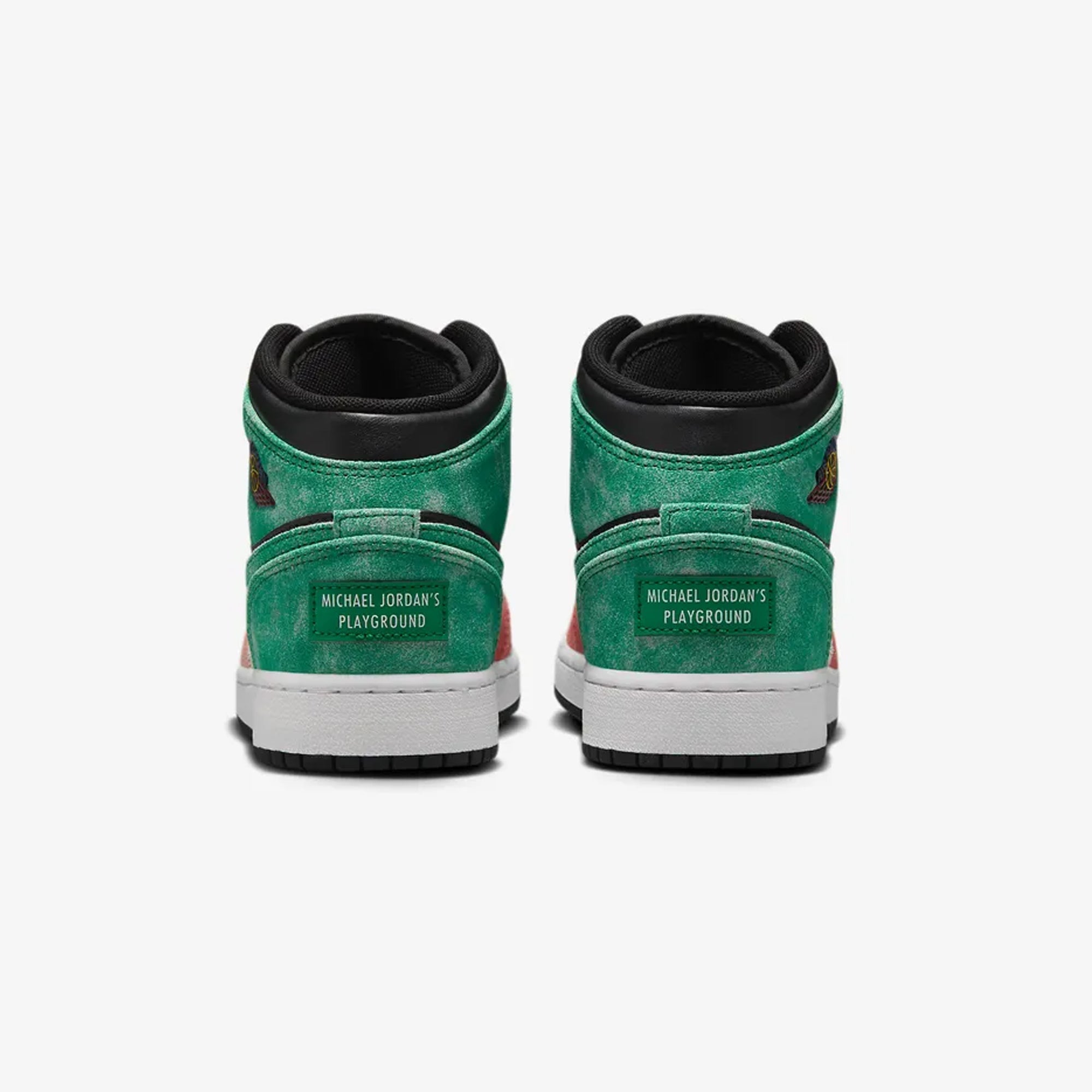 Jordan | AIR JORDAN 1 MID SE (GS) { BLACK/PINE GREEN-DUNE RED-PINE GREEN - view 3