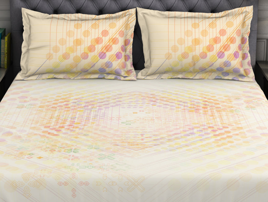 Spaces India Geometric Beige 100% Cotton King Size Bedsheet Organic Cotton - By Spaces - view 5