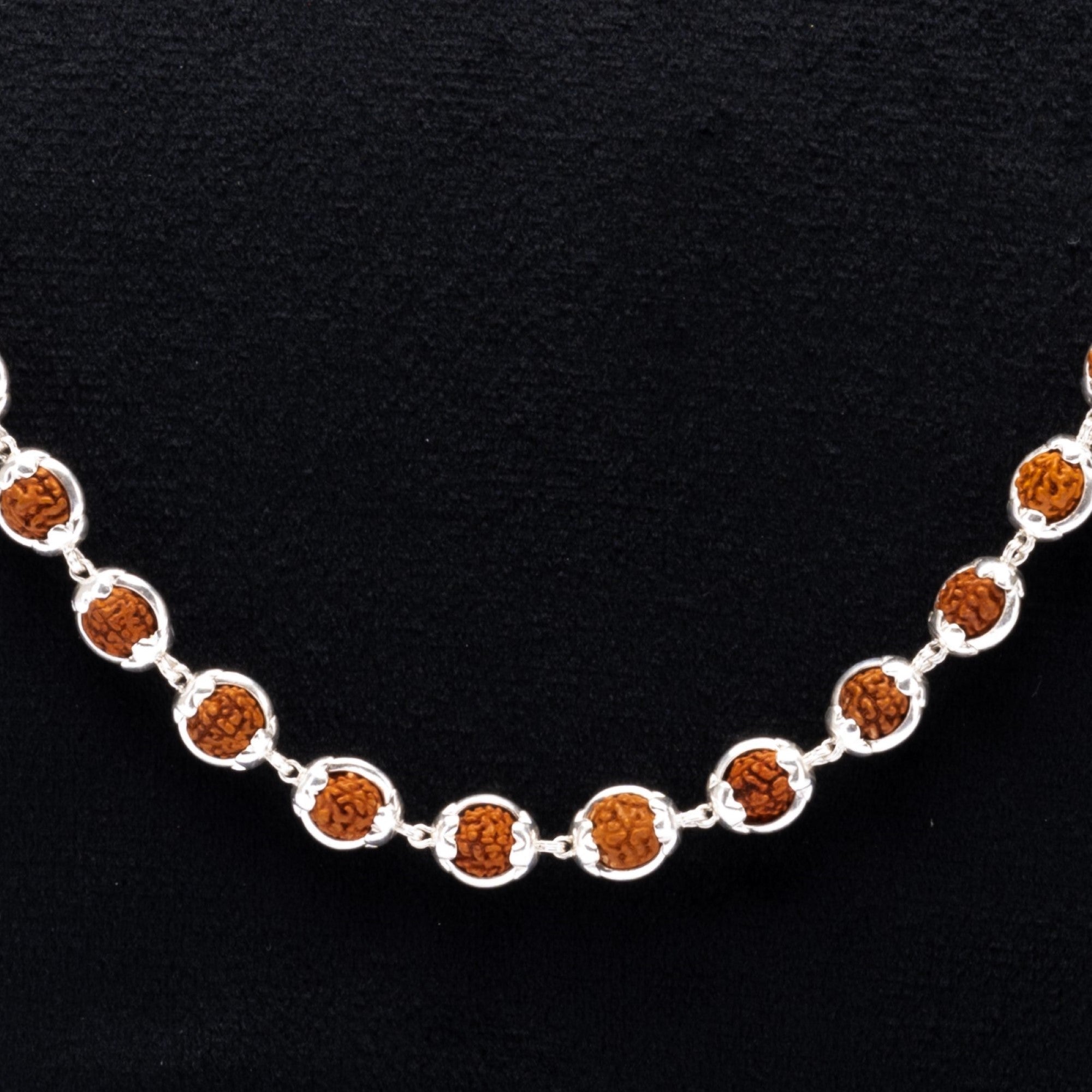Prinjal Jewellers Rudraksha Capping Silver Mala - view 2
