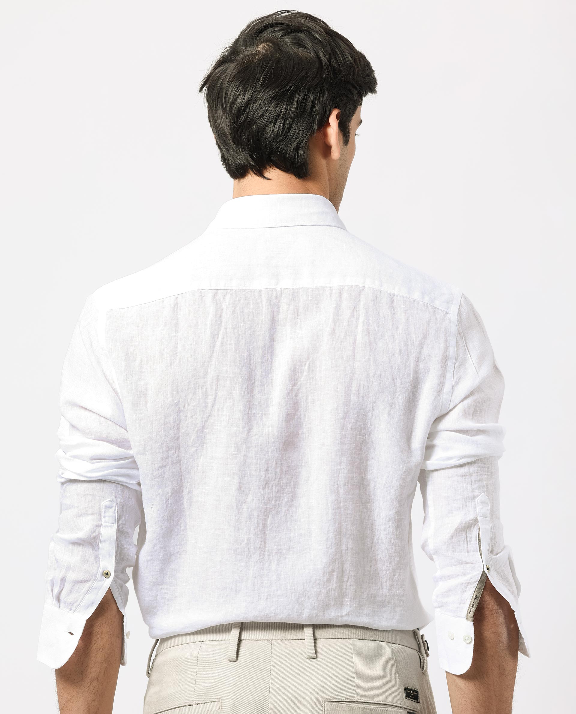 Rare Rabbit Men's Linex White Linen Fabric Full Sleeves Solid Shirt - view 9