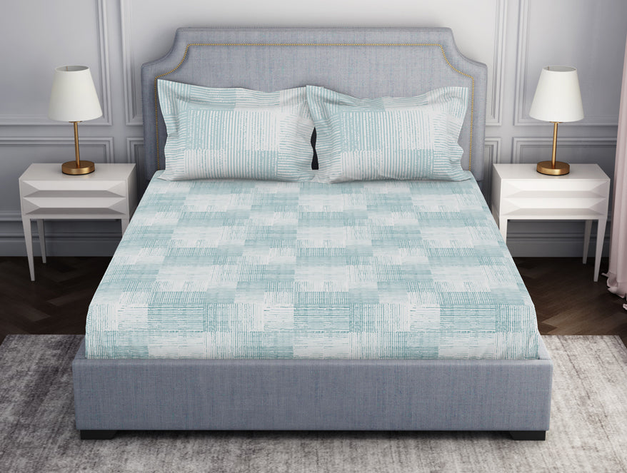 Spaces India Tonalelgence Geometric 100% Cotton Fitted King - Essentials by Spaces