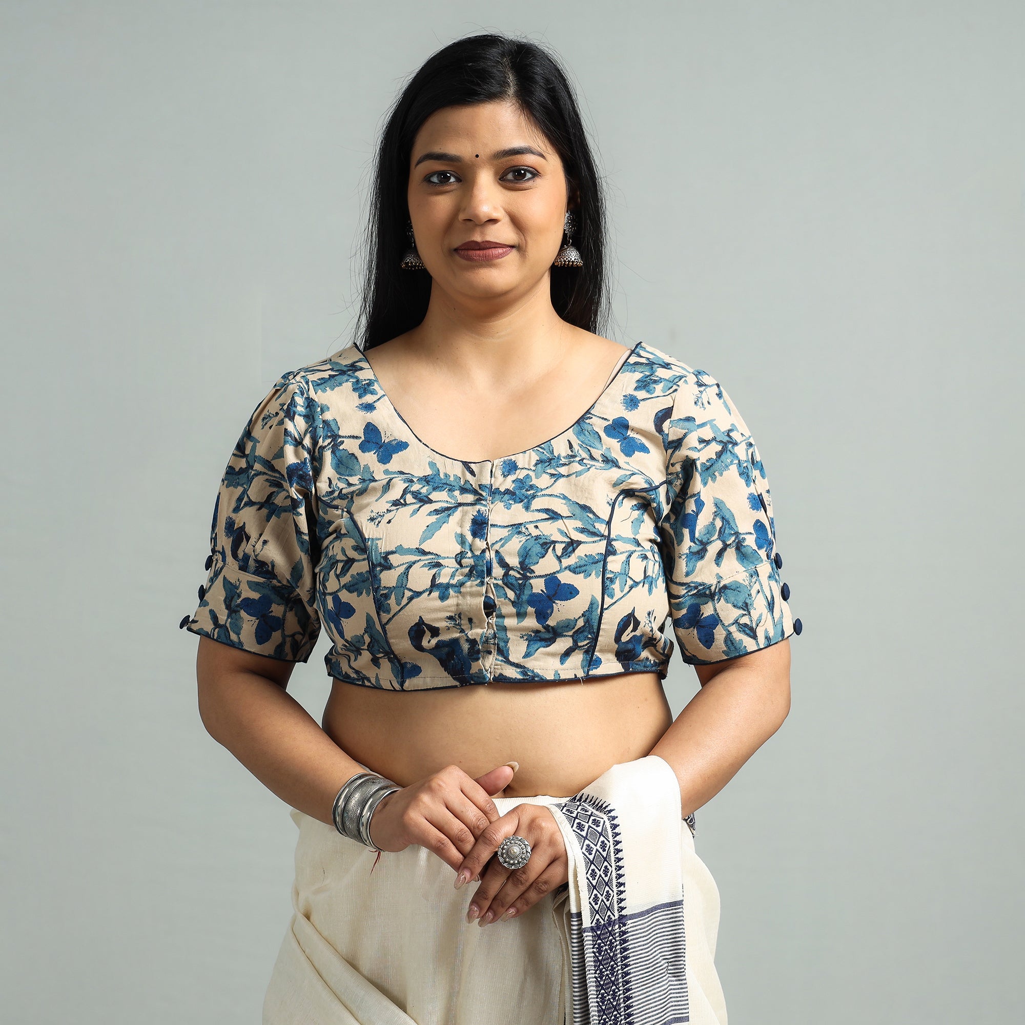 ITOKRI CASUALS Beige - Kalamkari Printed Cotton Stitched Blouse - view 2